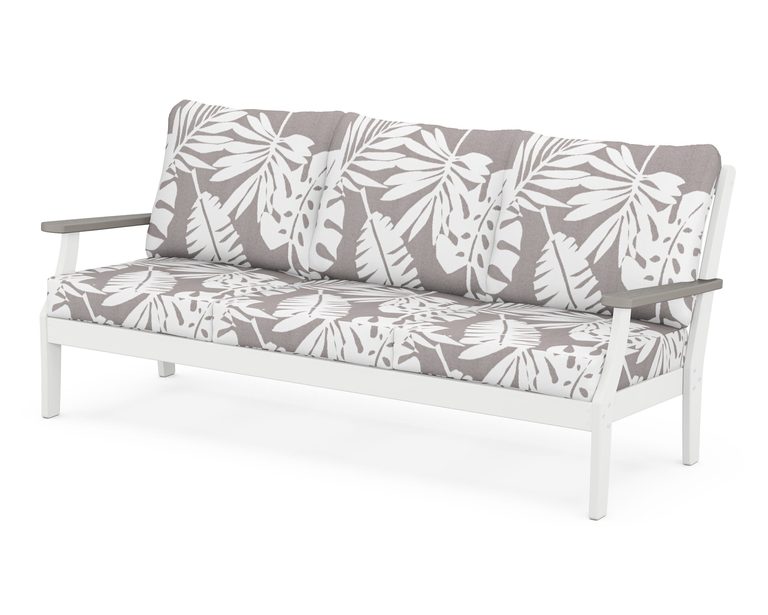 Braxton Deep Seating Sofa in White / Driftwood / Leaf Grey Mist