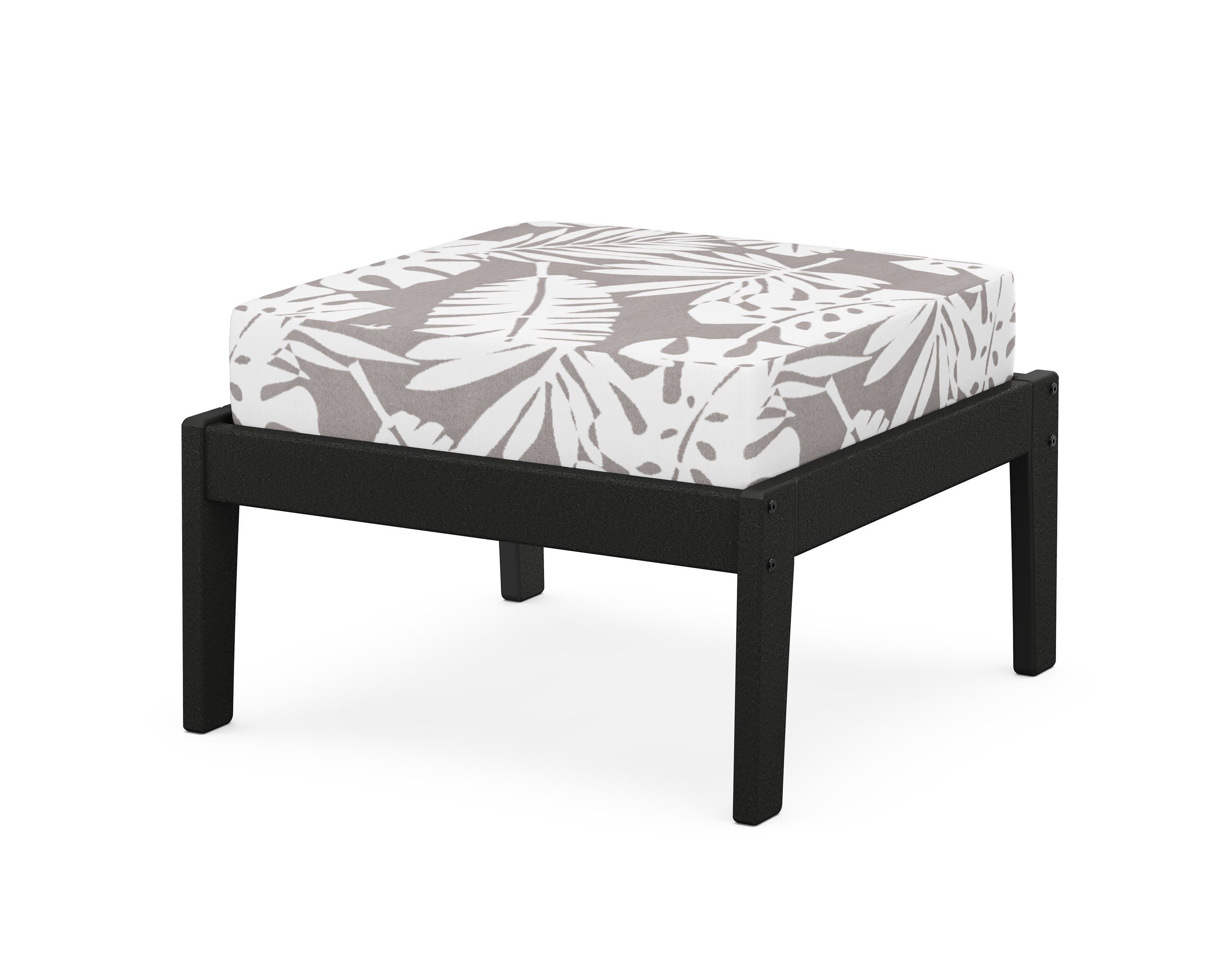 Deep Seating Ottoman in Black / Leaf Grey Mist