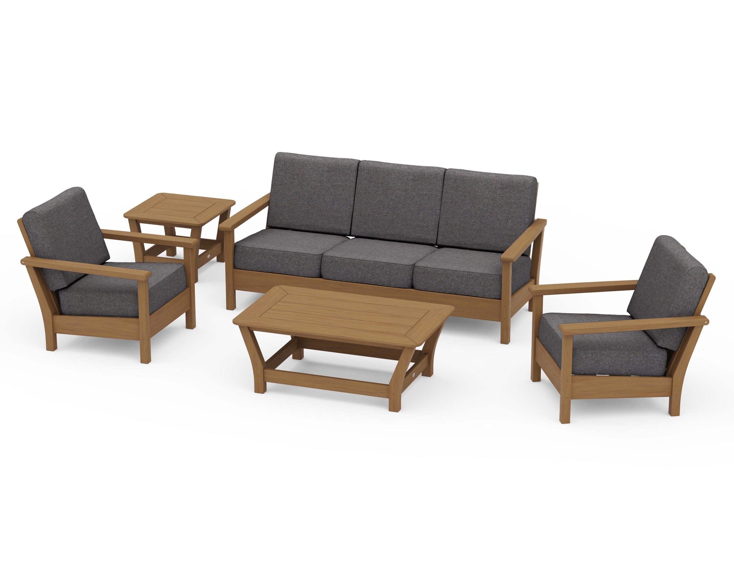 Harbour 5-Piece Deep Seating Set in Natural / Ash Charcoal