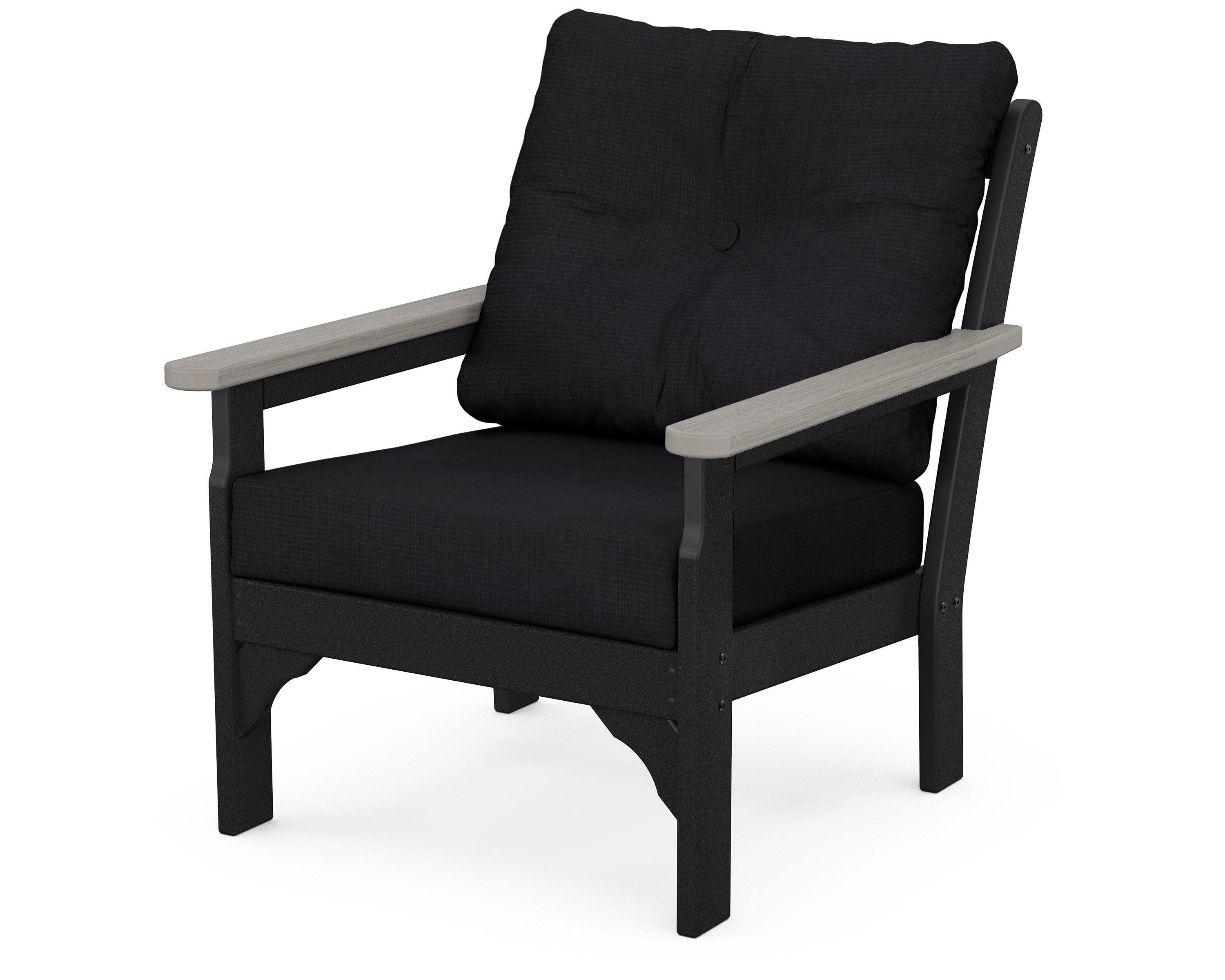 Vineyard Deep Seating Chair in Black / Driftwood / Midnight Linen