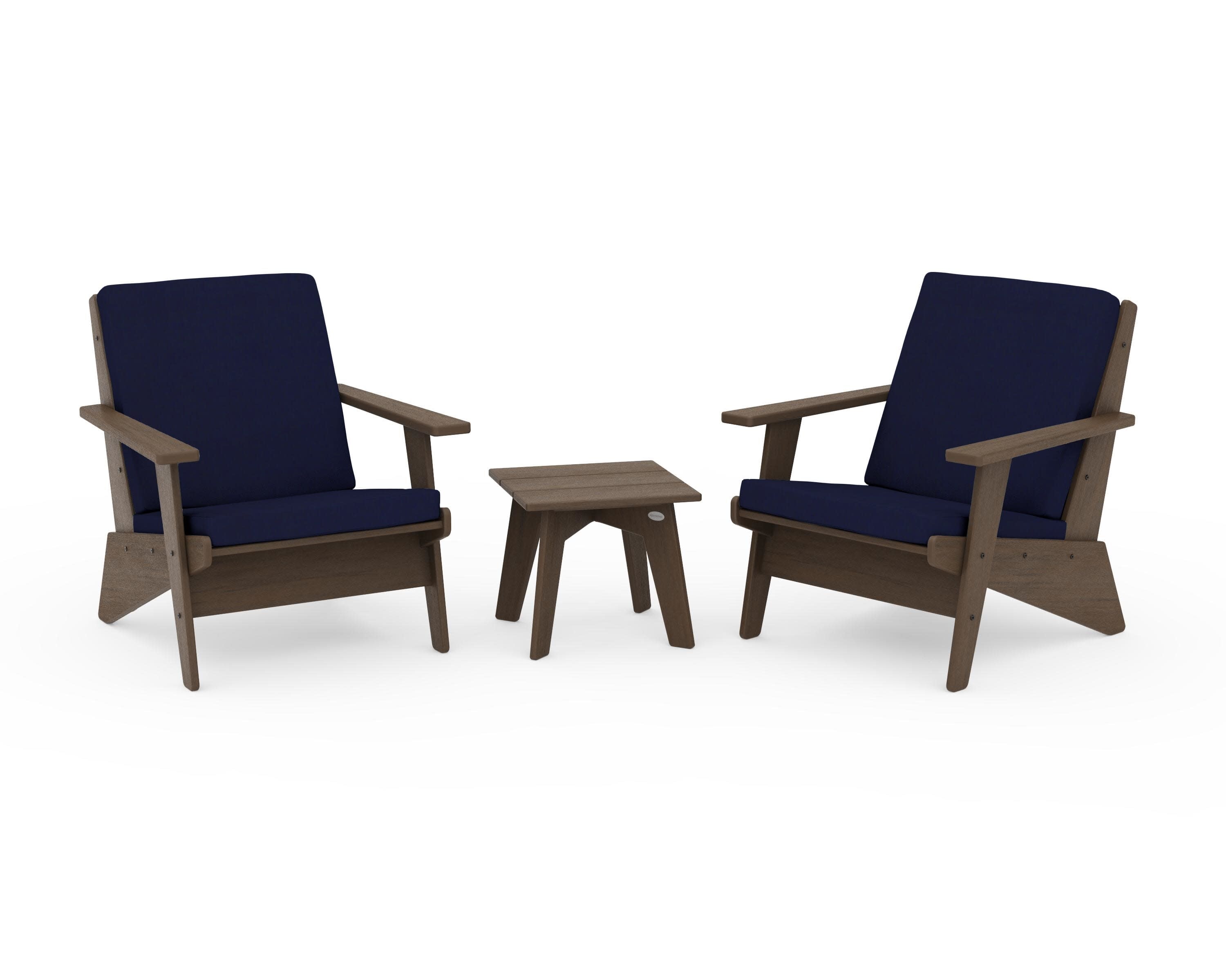 Riviera Modern Lounge 3-Piece Set in Kona / Navy