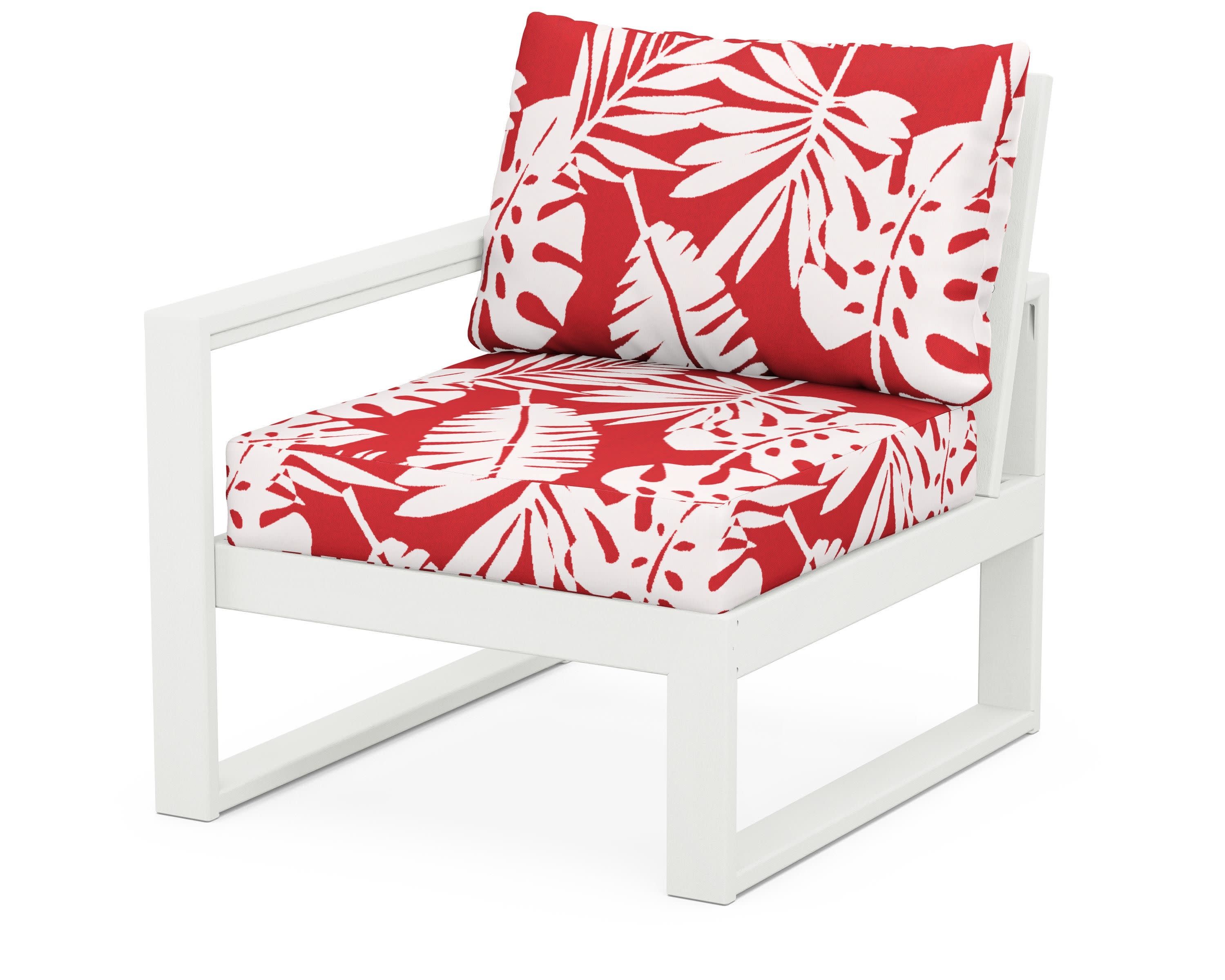 EDGE Modular Left Arm Chair in Vintage White / Leaf Crimson