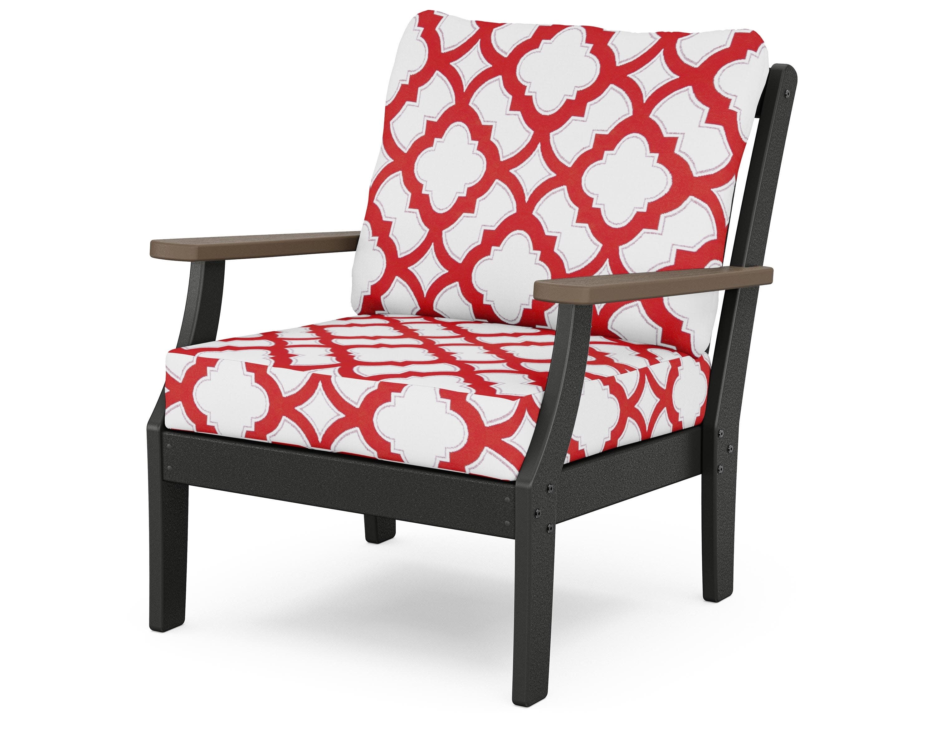 Braxton Deep Seating Chair in Black / Kona / Trellis Crimson