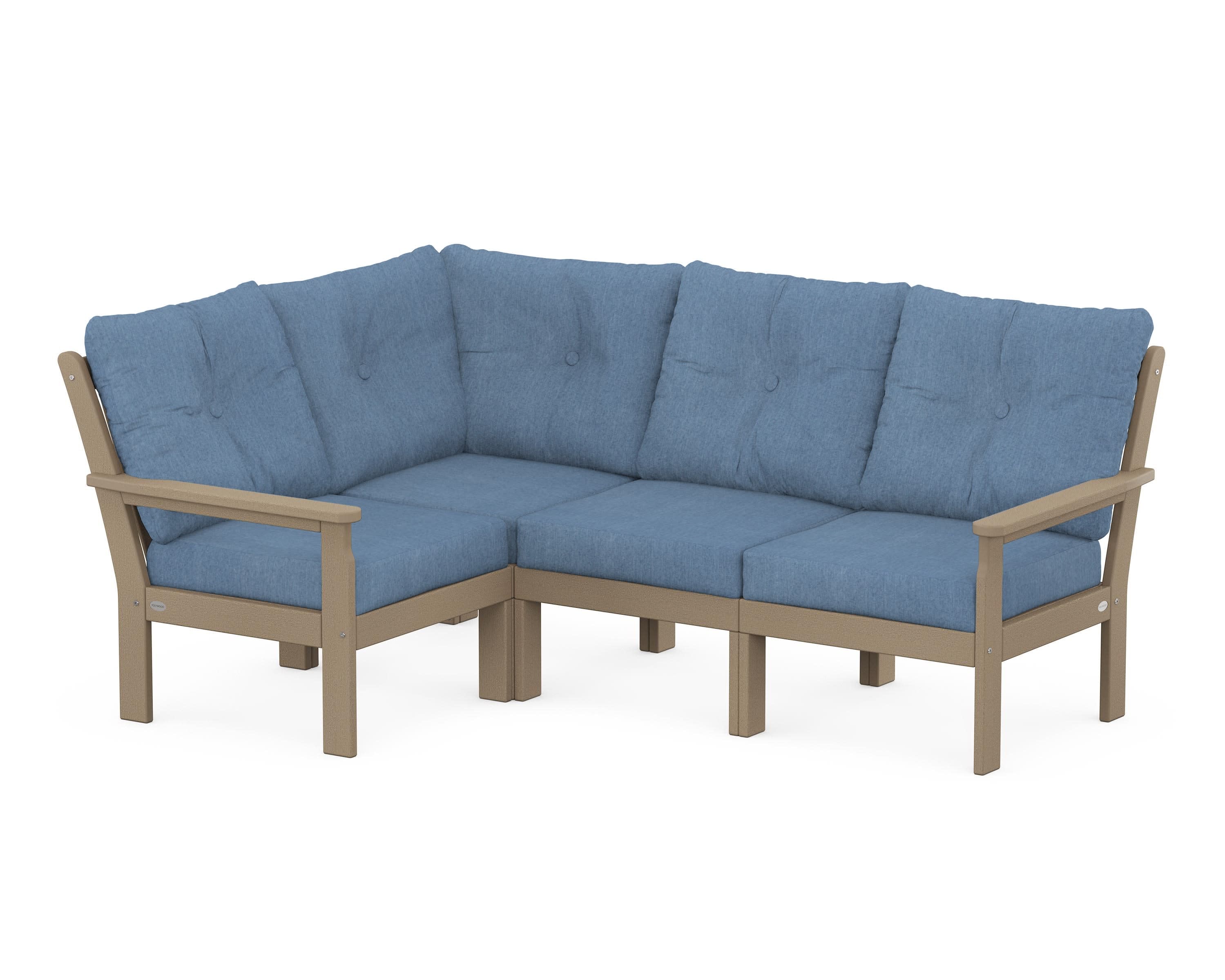 Vineyard 4-Piece Sectional in Vintage Sahara / Sky Blue
