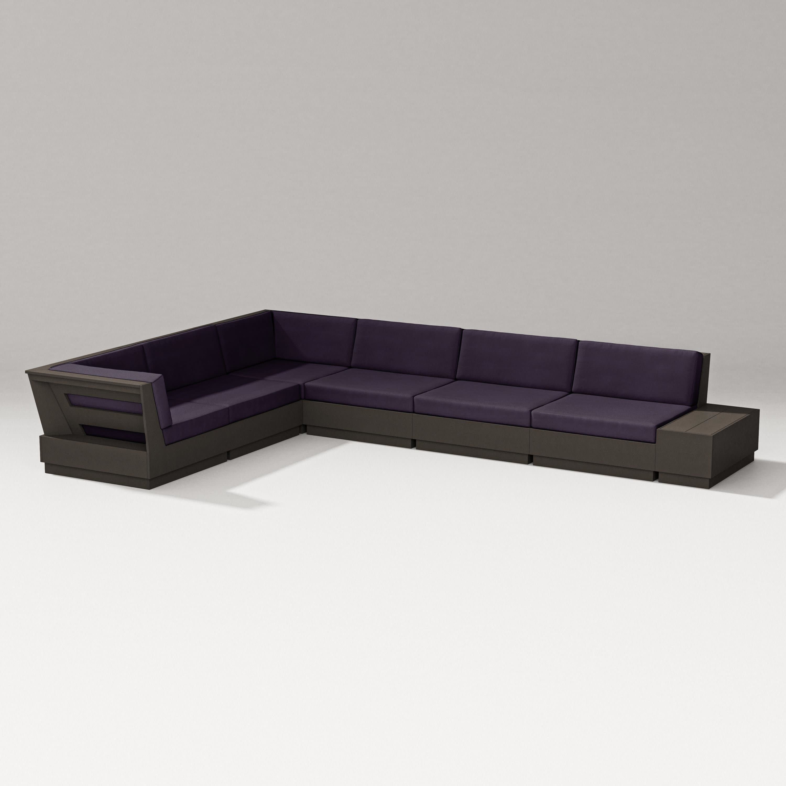 Elevate 7-Piece Corner Sectional in Vintage Coffee / Navy Linen
