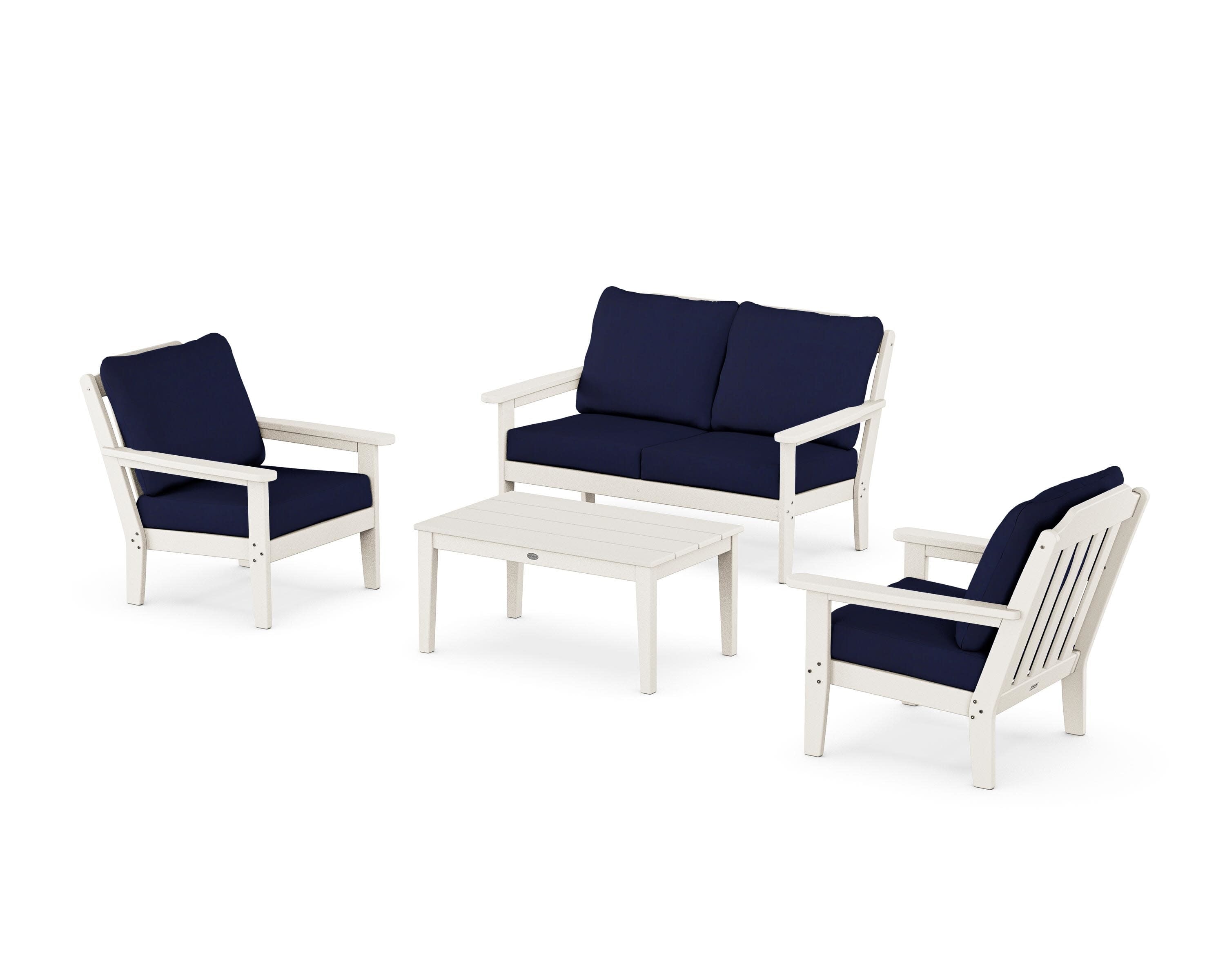 Cottage 4-Piece Deep Seating Set with Loveseat in Sand / Navy