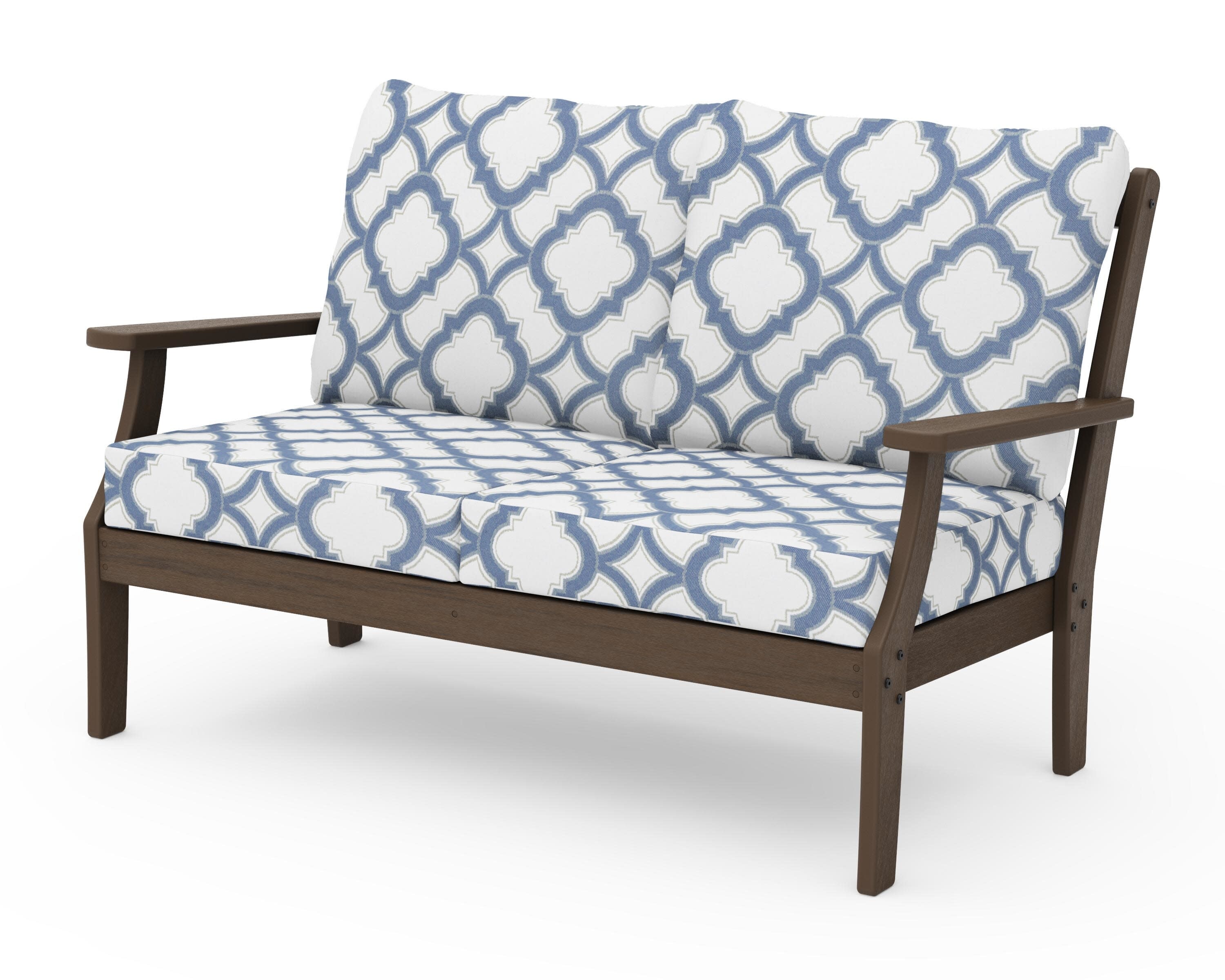 Braxton Deep Seating Loveseat in Kona / Trellis Sky Blue