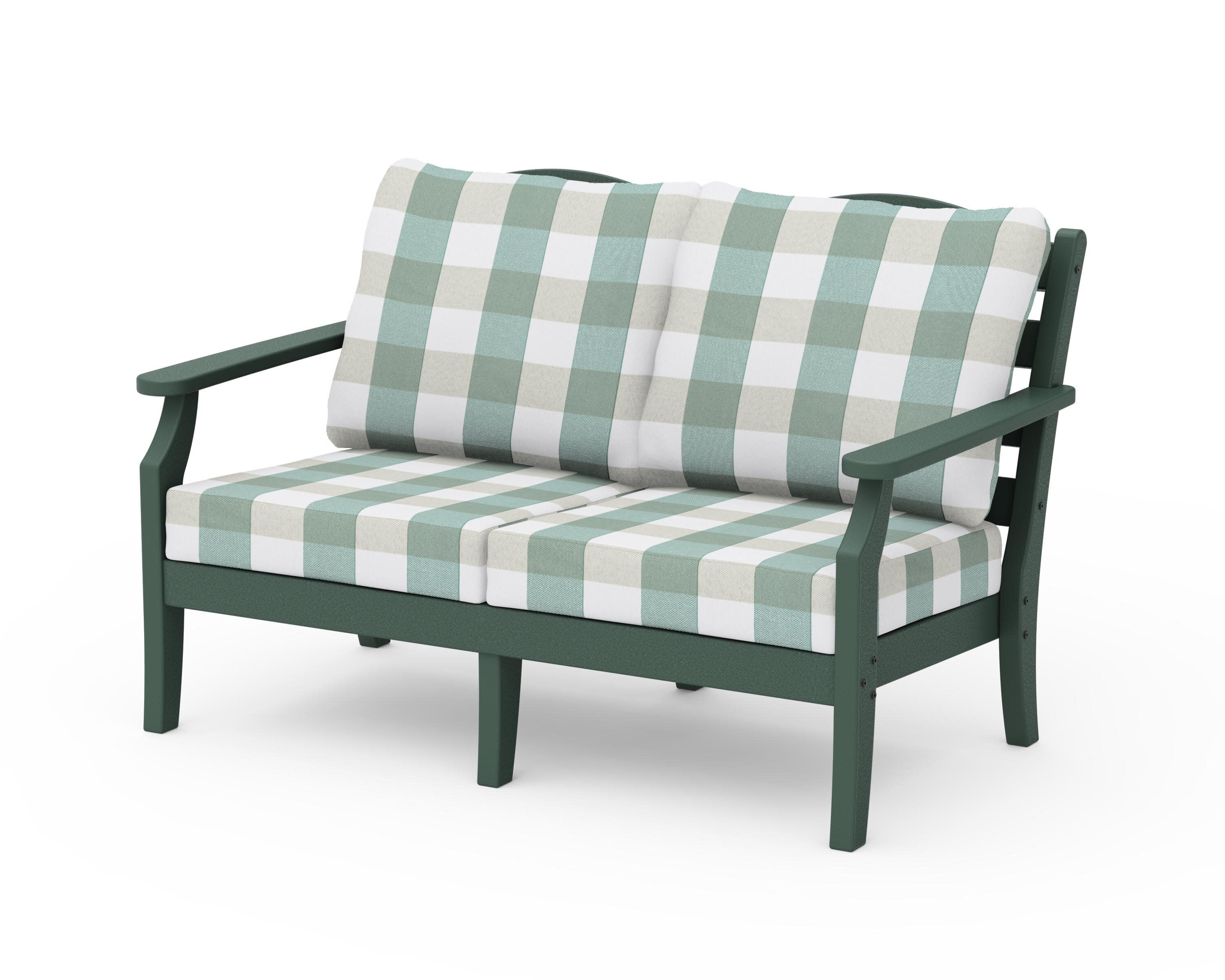 Savannah Deep Seating Loveseat in Green / Buffalo Plaid Glacier Spa