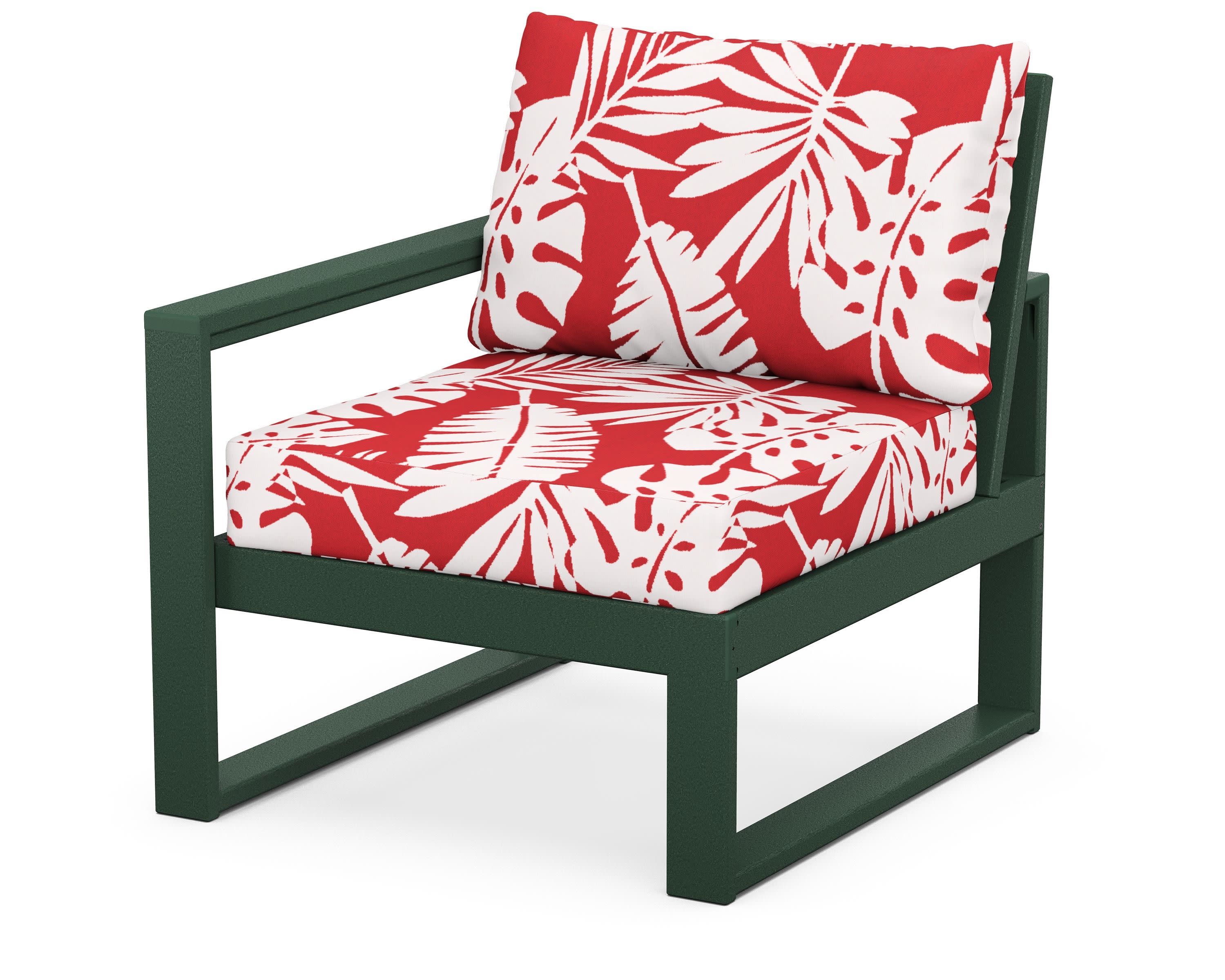 EDGE Modular Left Arm Chair in Green / Leaf Crimson