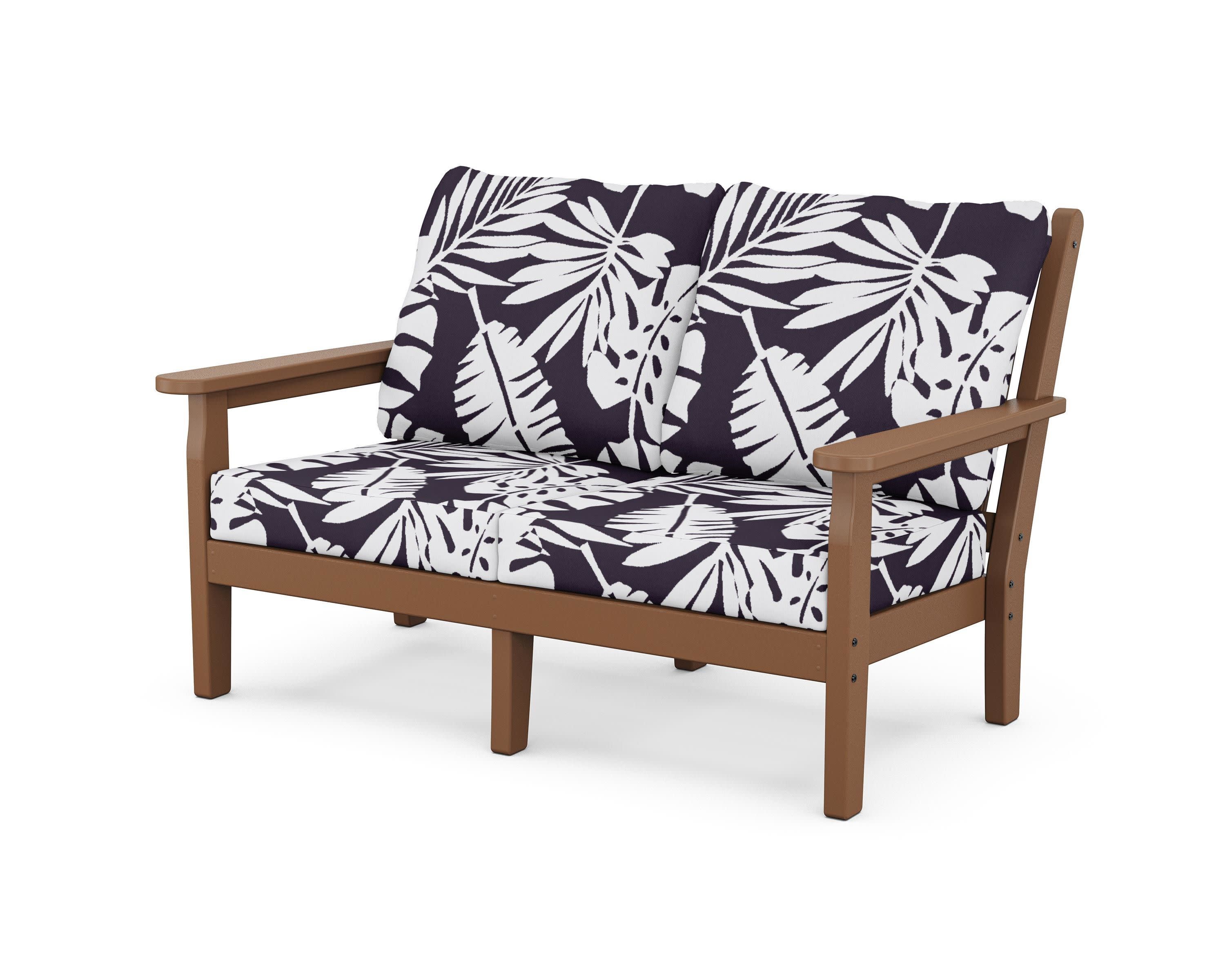 Chippendale Deep Seating Loveseat in Teak / Leaf Navy