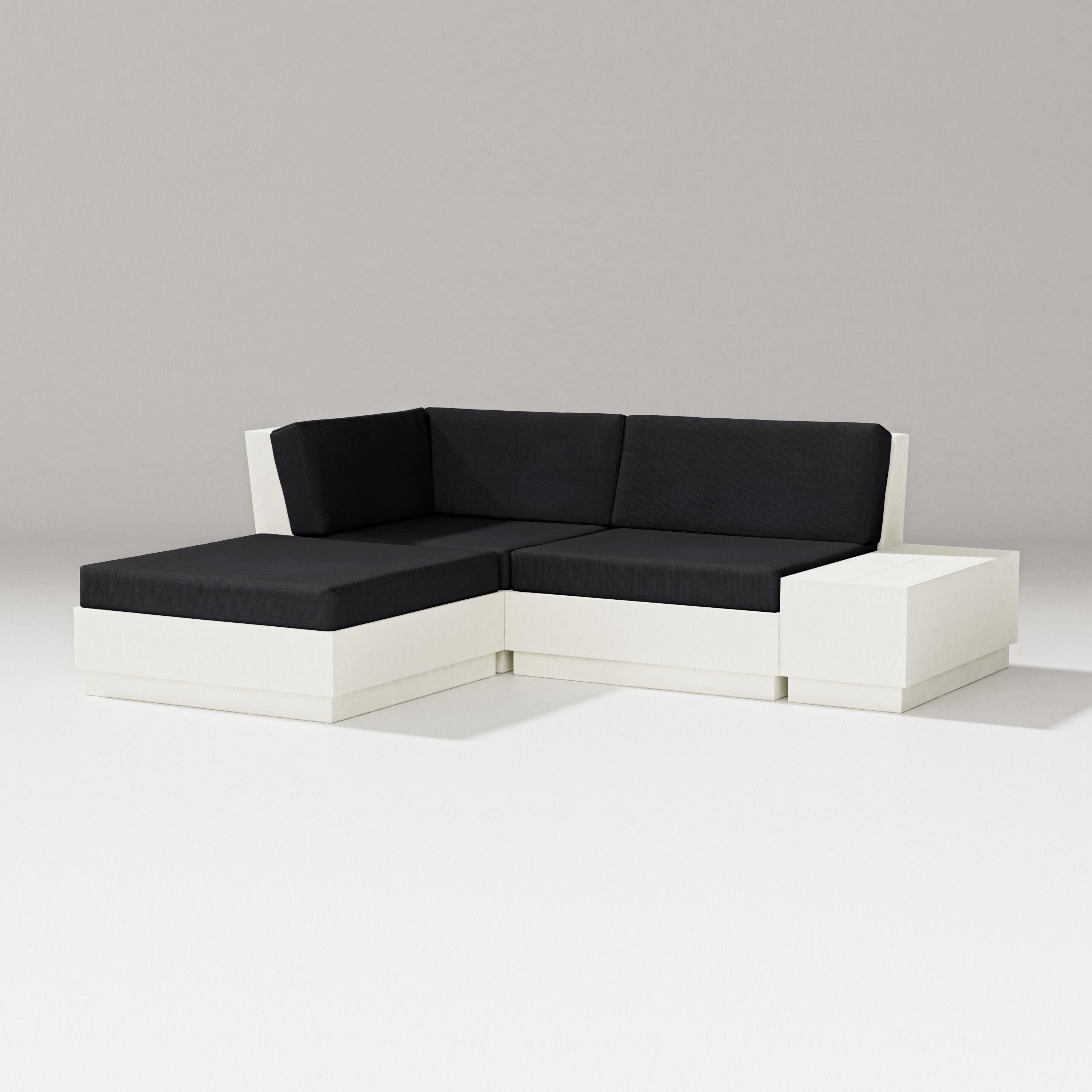 Elevate Loveseat Sectional with Chaise in Vintage White / Midnight Linen