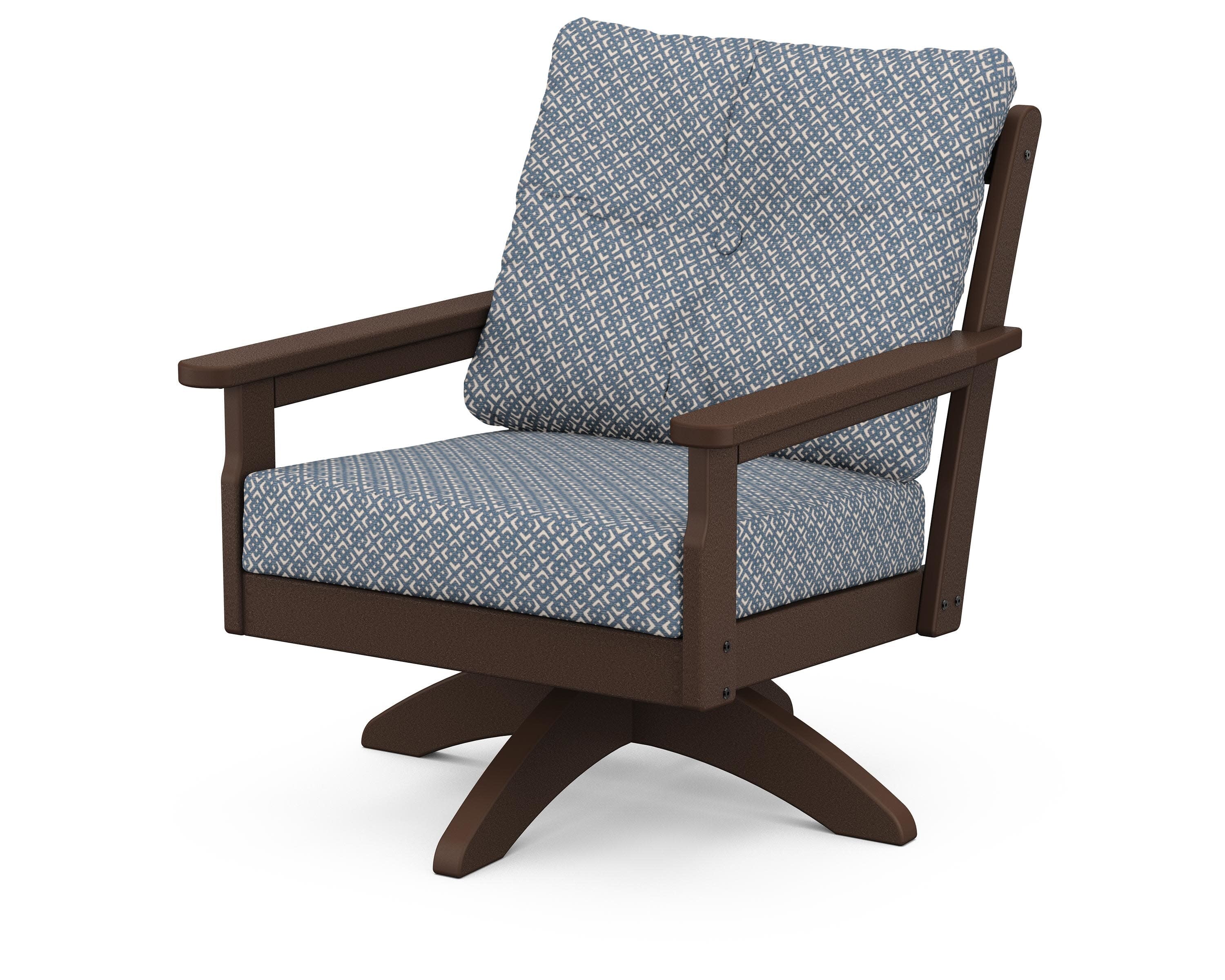 Vineyard Deep Seating Swivel Chair in Mahogany / Hopscotch