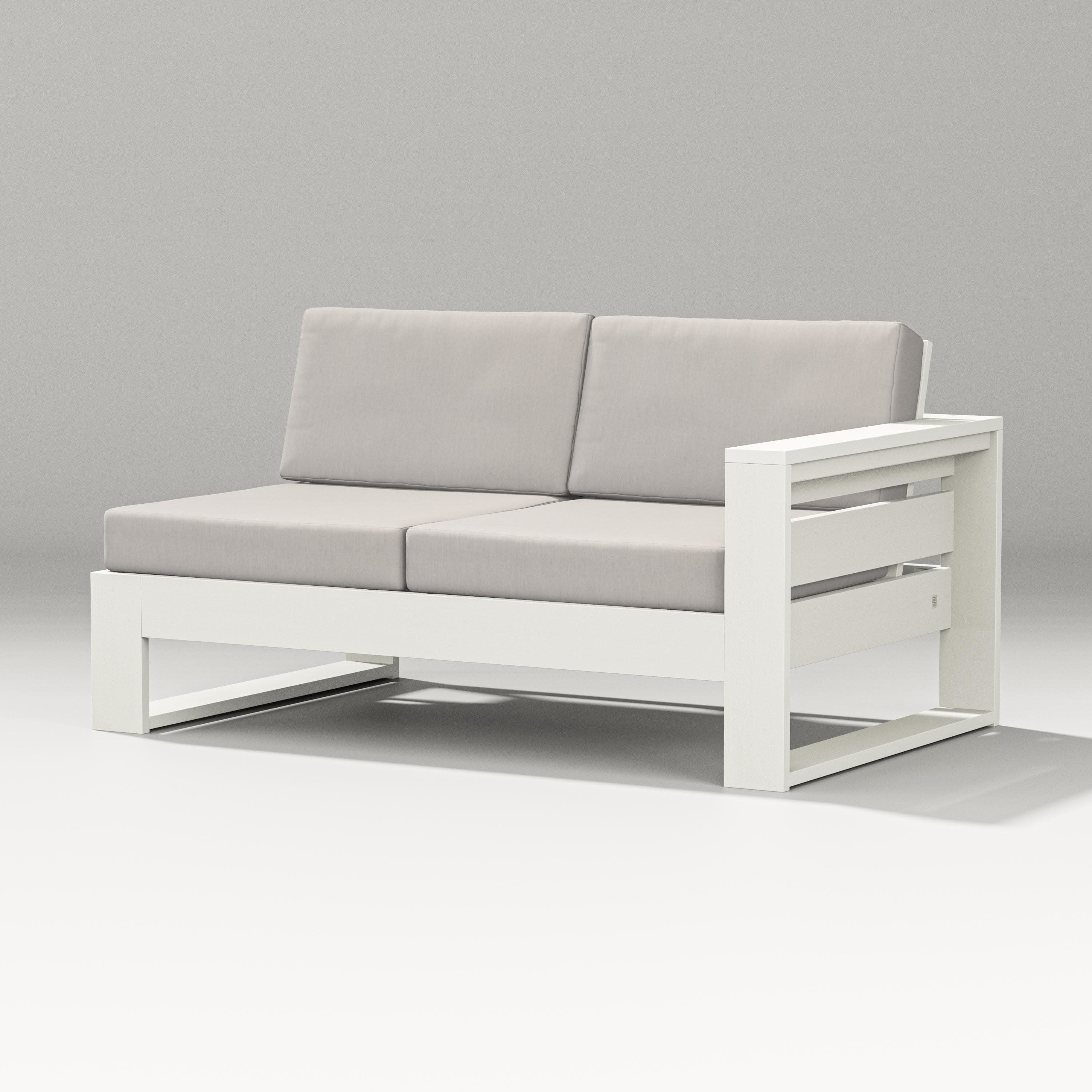 Latitude Modular Right Arm Loveseat in Vintage White / Cast Ash