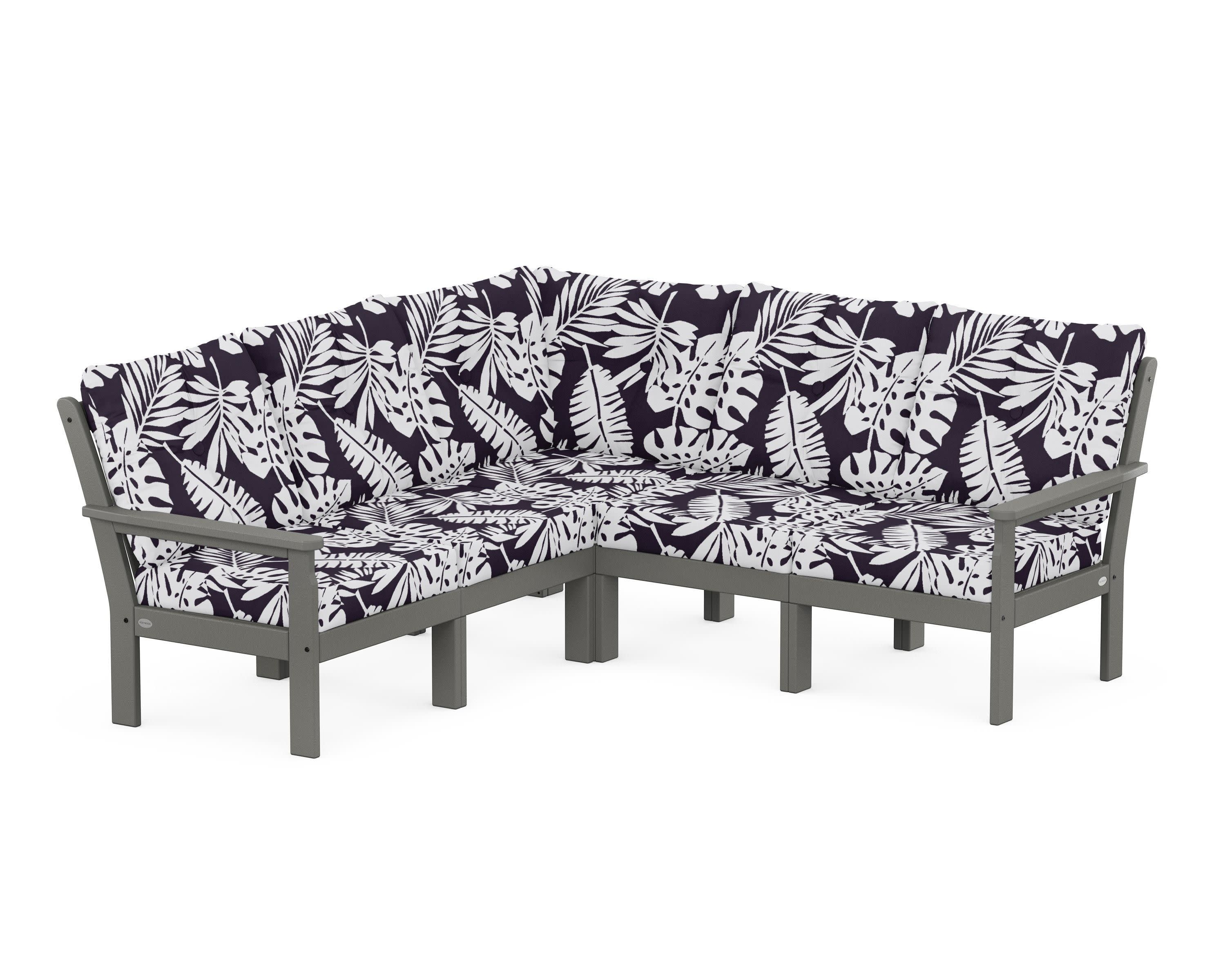 Vineyard 5-Piece Sectional in Slate Grey / Leaf Navy