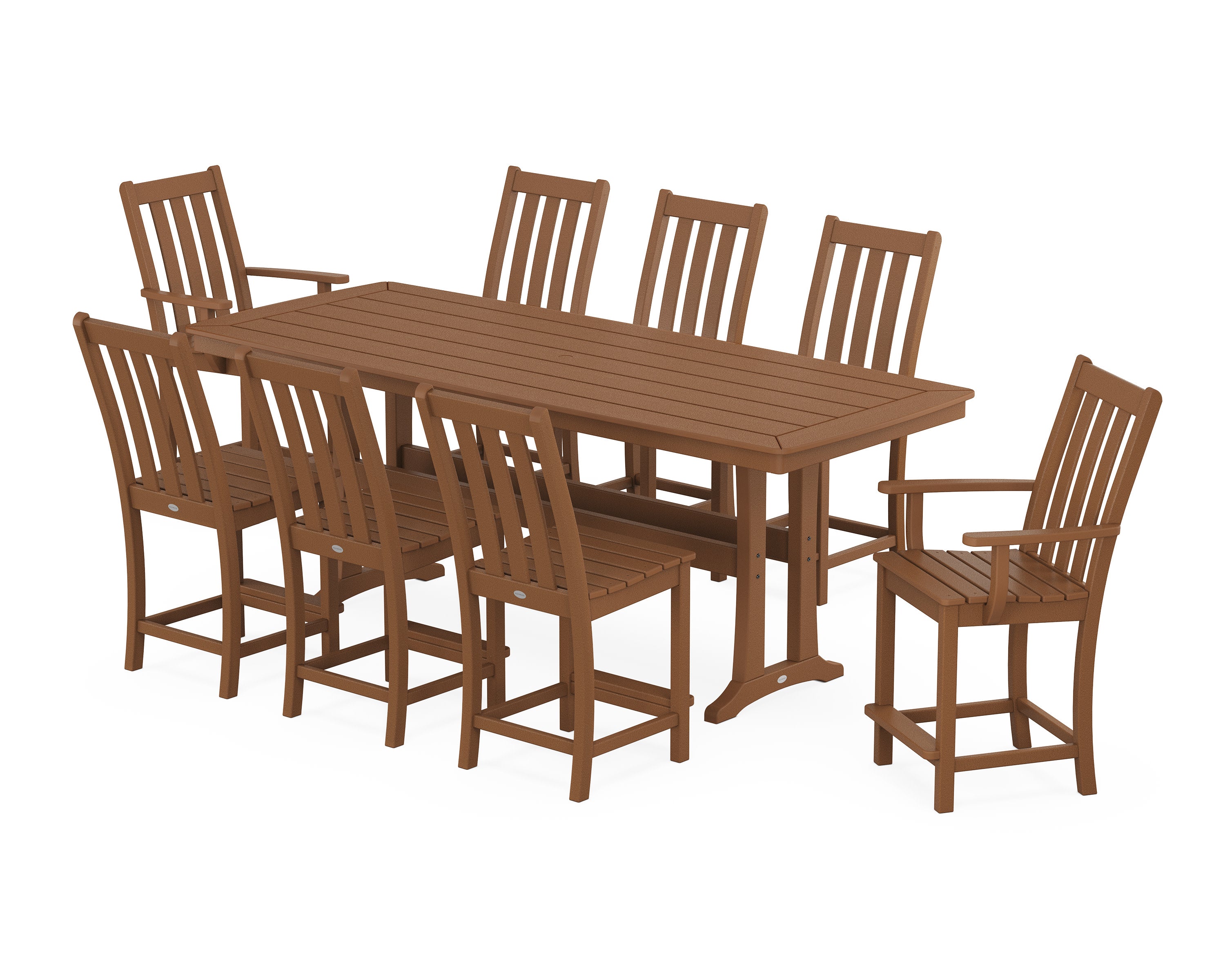 Vineyard 9-Piece Counter Set with Trestle Legs in Teak