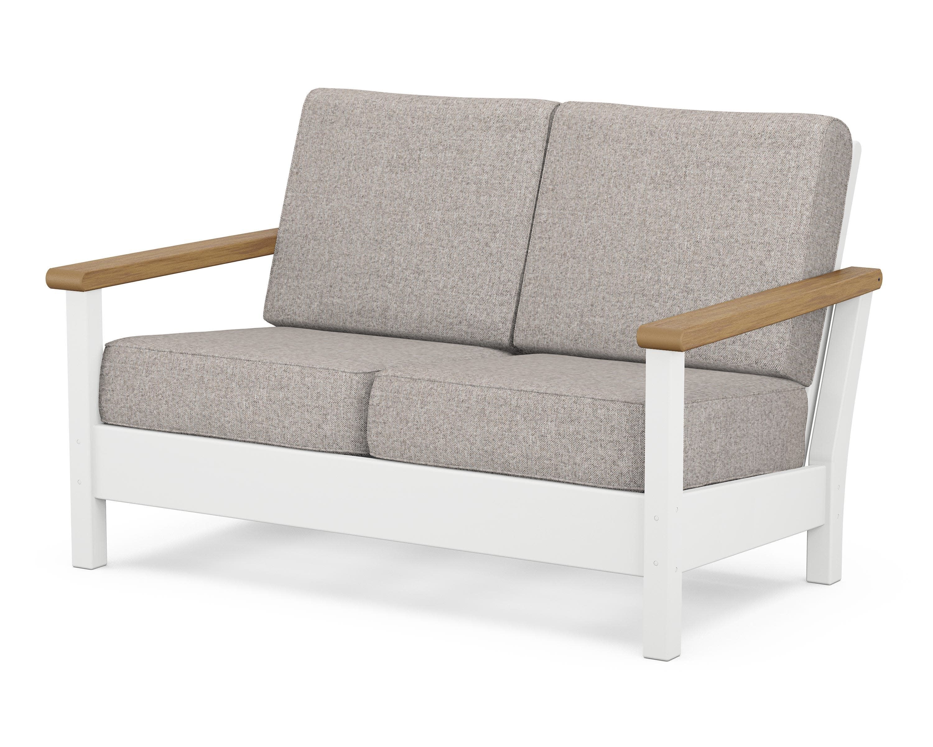 Harbour Deep Seating Loveseat in White / Natural / Weathered Tweed