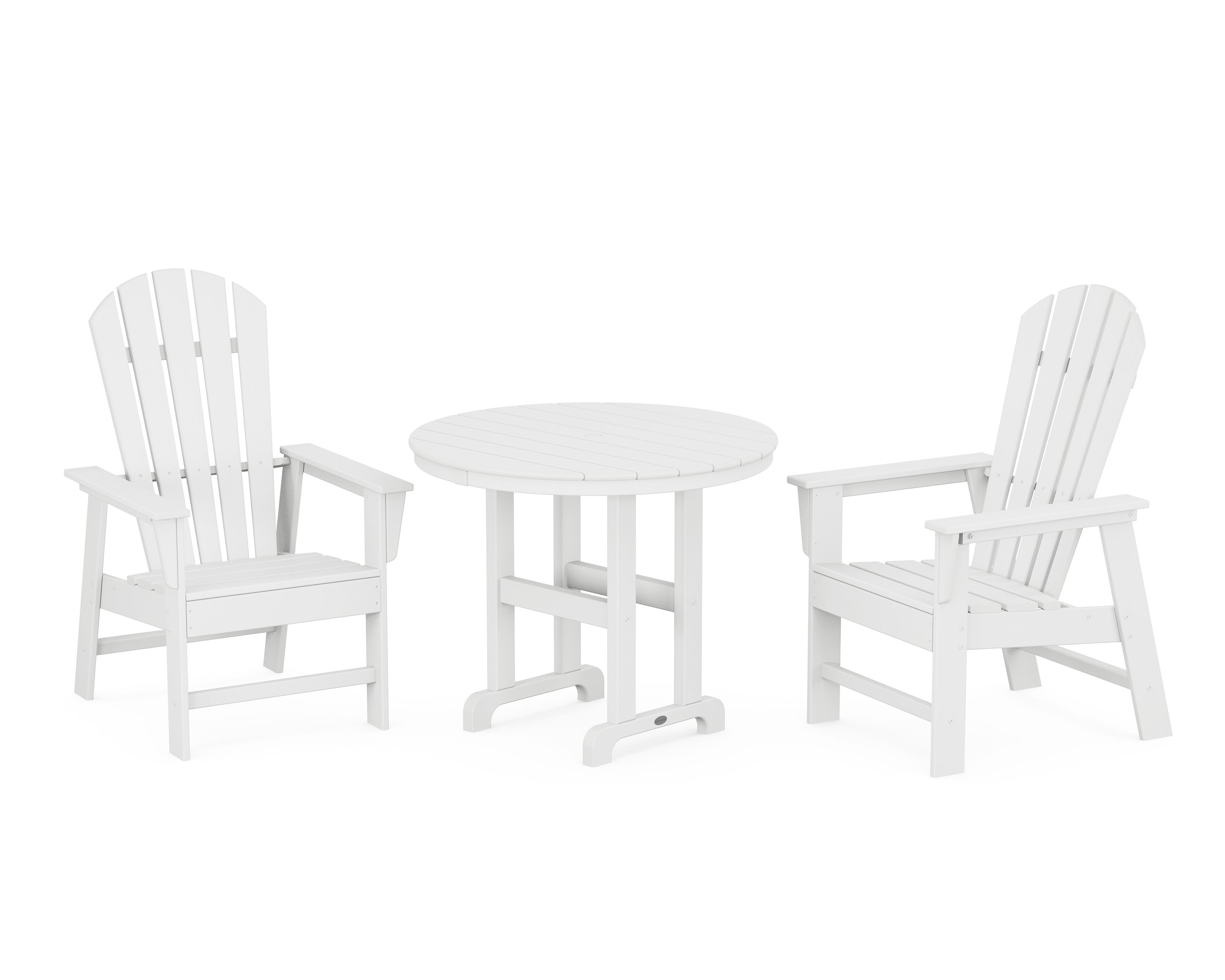 South Beach 3-Piece Round Farmhouse Dining Set in White