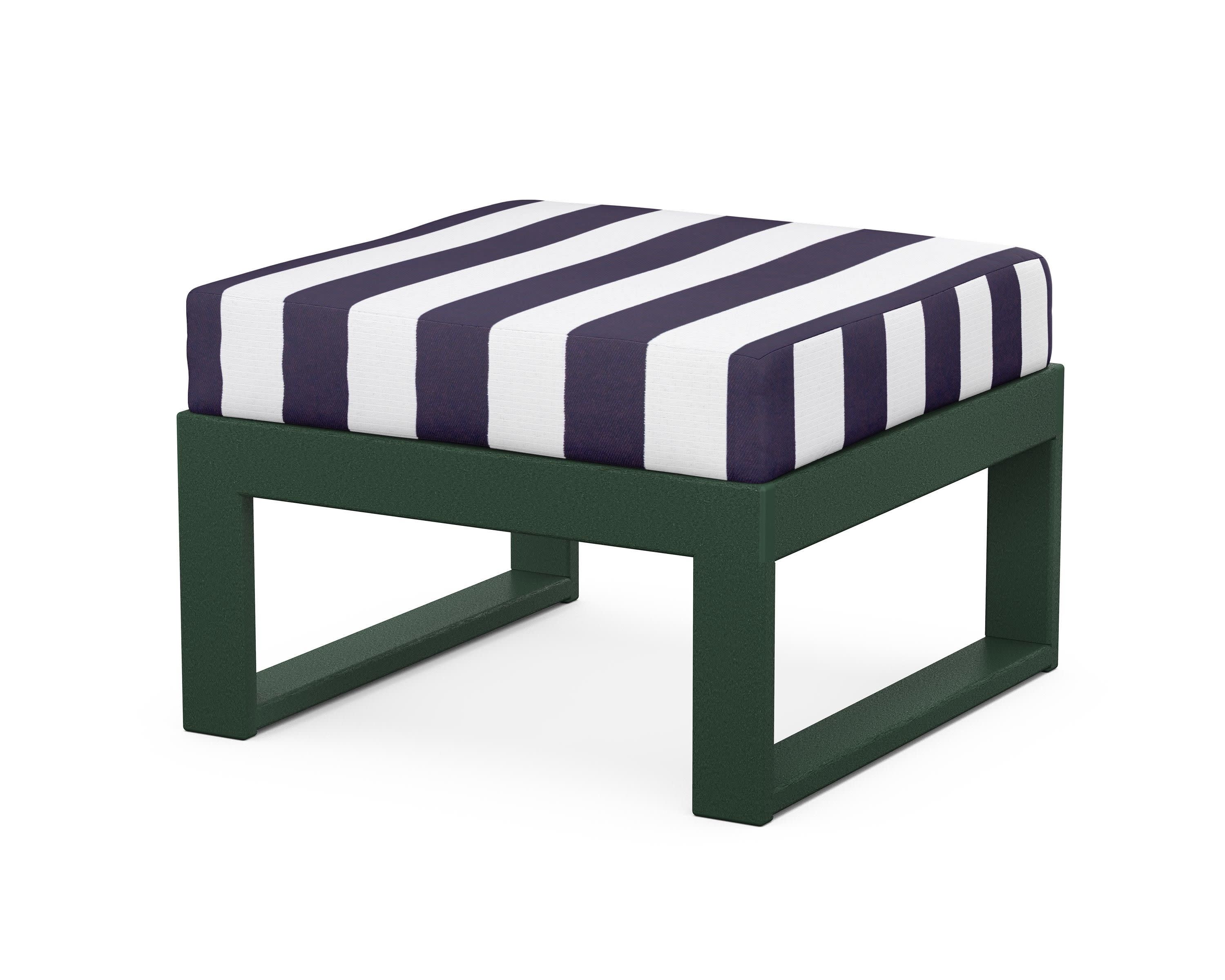 Modular Ottoman - Modern in Green / Cabana Stripe Navy