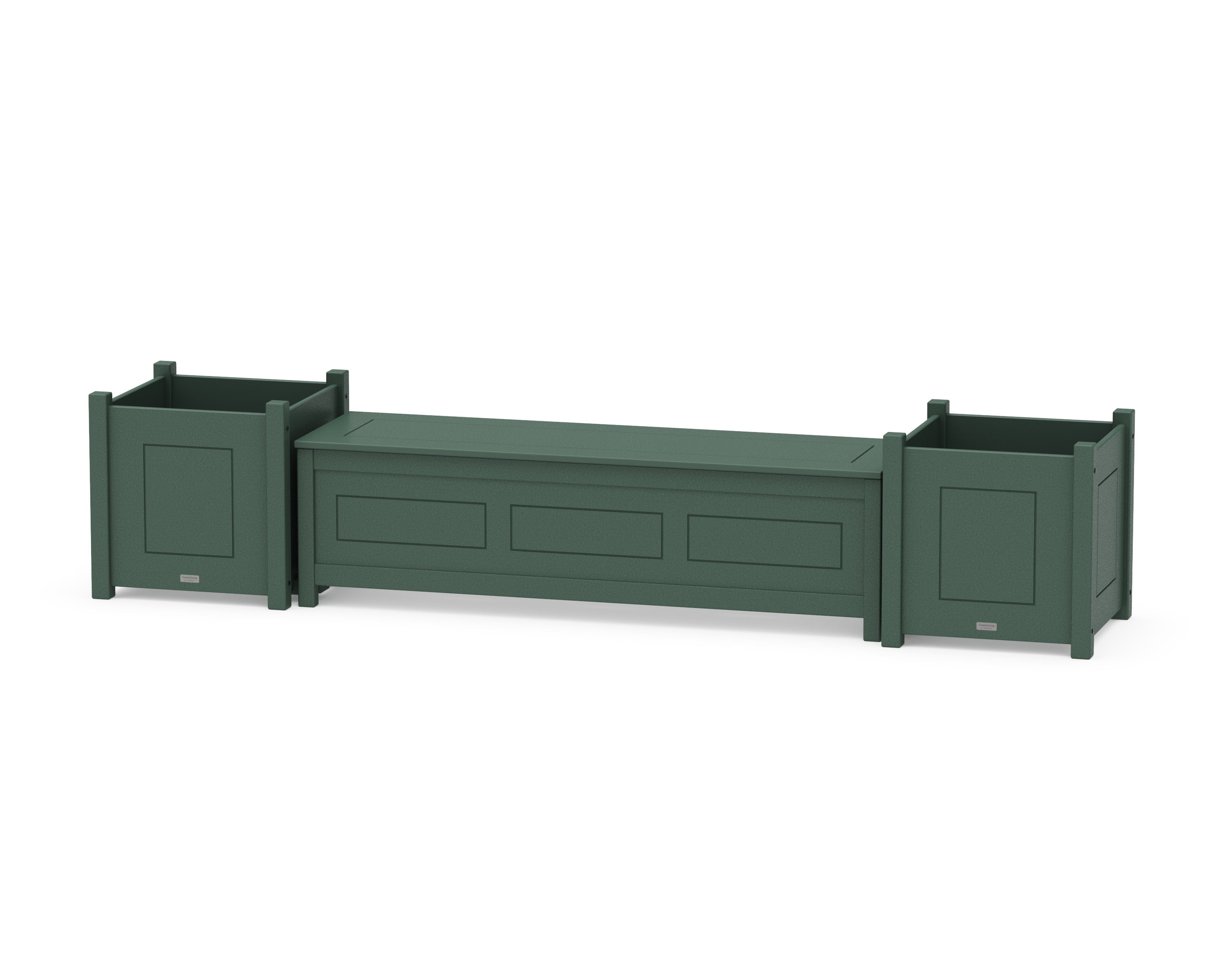 60" Country Living Straight Planter Storage Bench Set- Large in Green