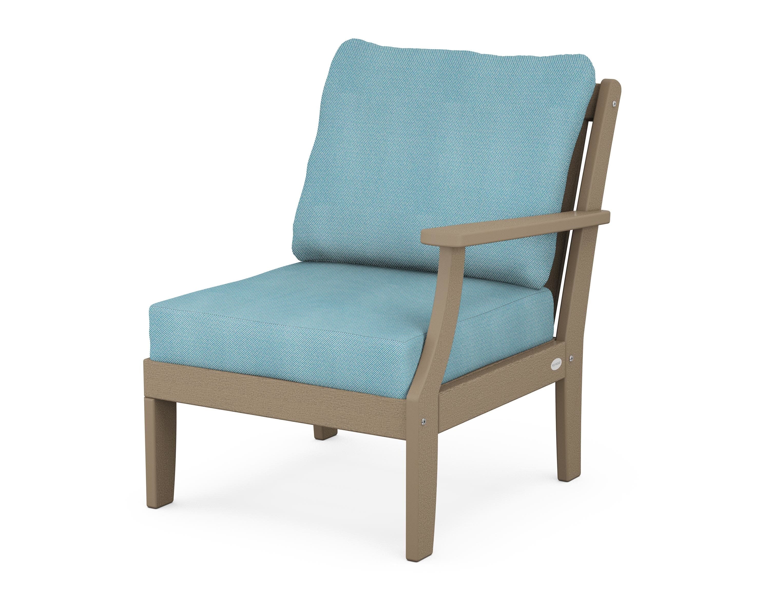 Braxton Modular Right Arm Chair in Vintage Sahara / Lattice Sky Blue