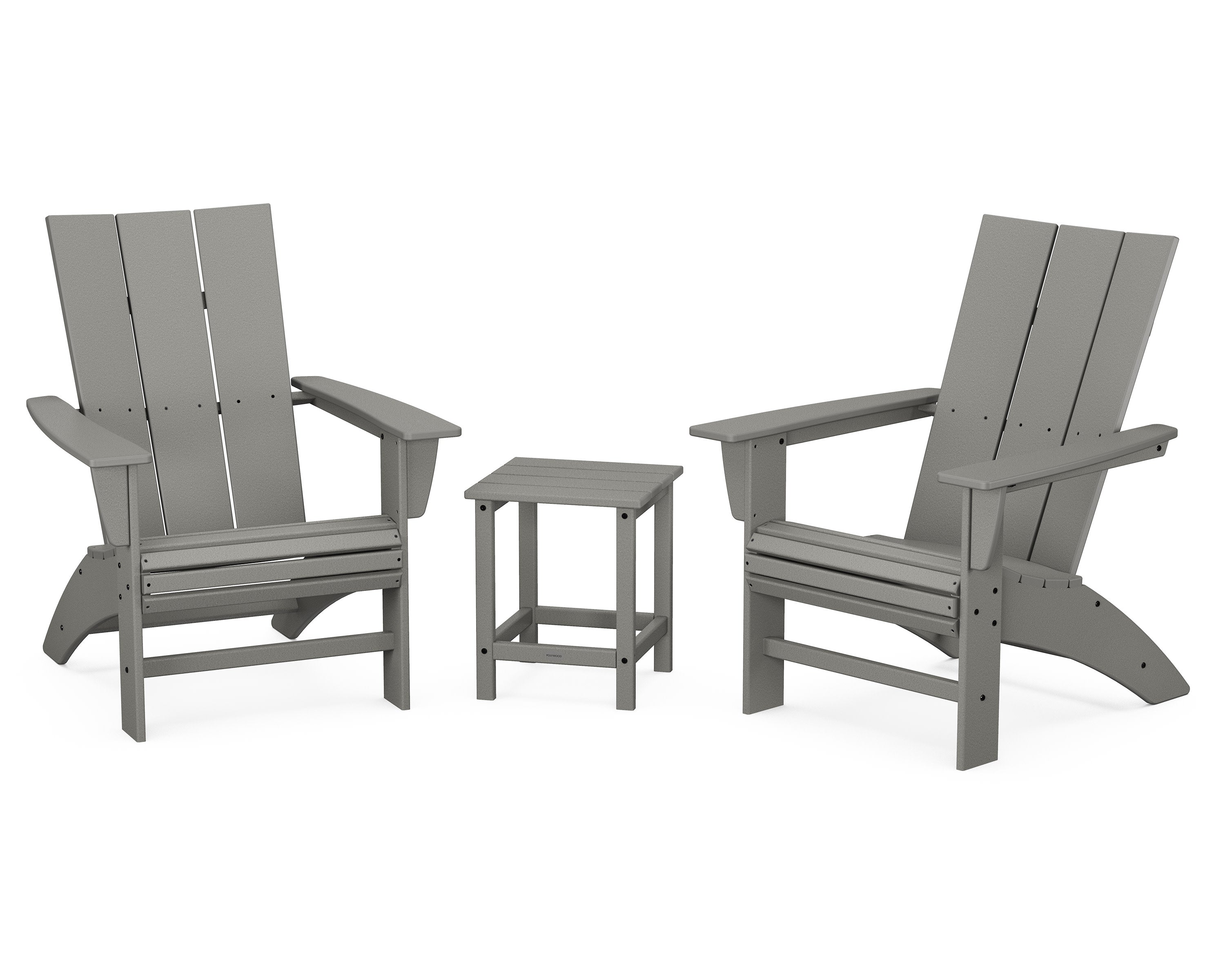 Modern 3-Piece Curveback Adirondack Set with Long Island 18" Side Table in Slate Grey