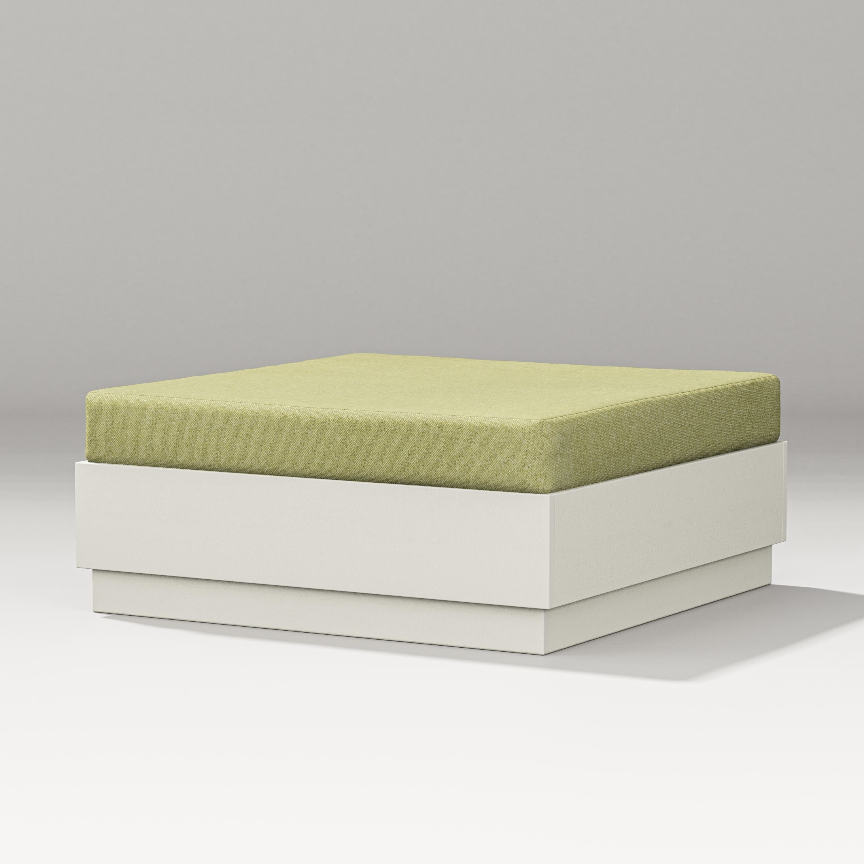 Elevate Lounge Ottoman in Vintage White / Chartreuse Boucle