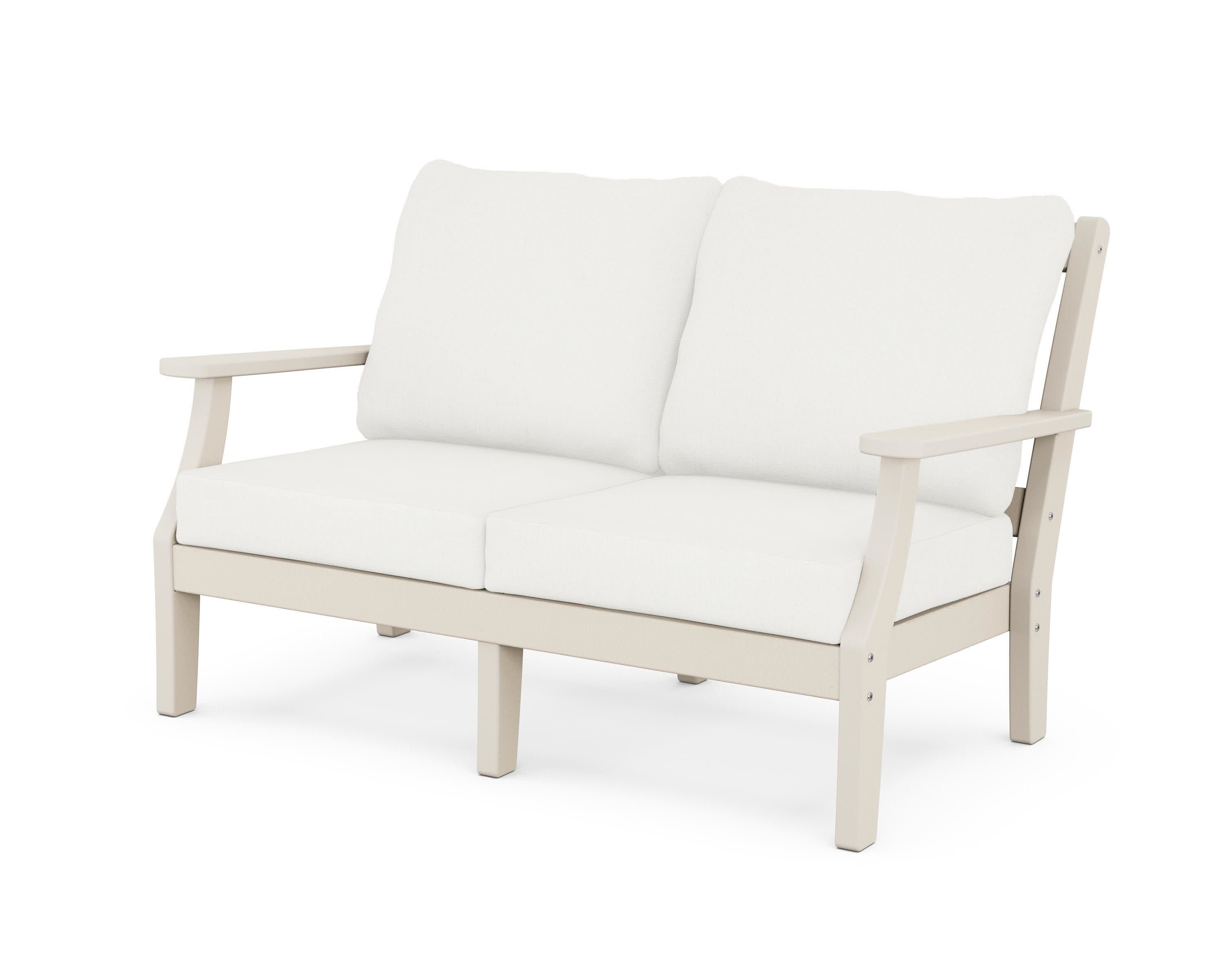 Chinoiserie Deep Seating Loveseat in Sand / Natural Linen