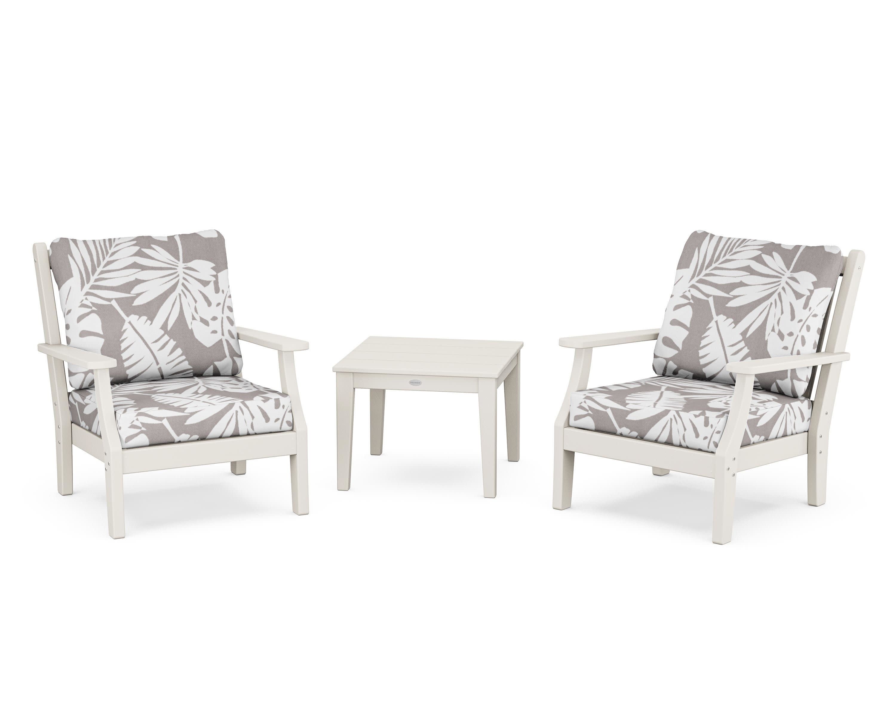 Wovendale 3-Piece Deep Seating Set in Sand / Leaf Grey Mist