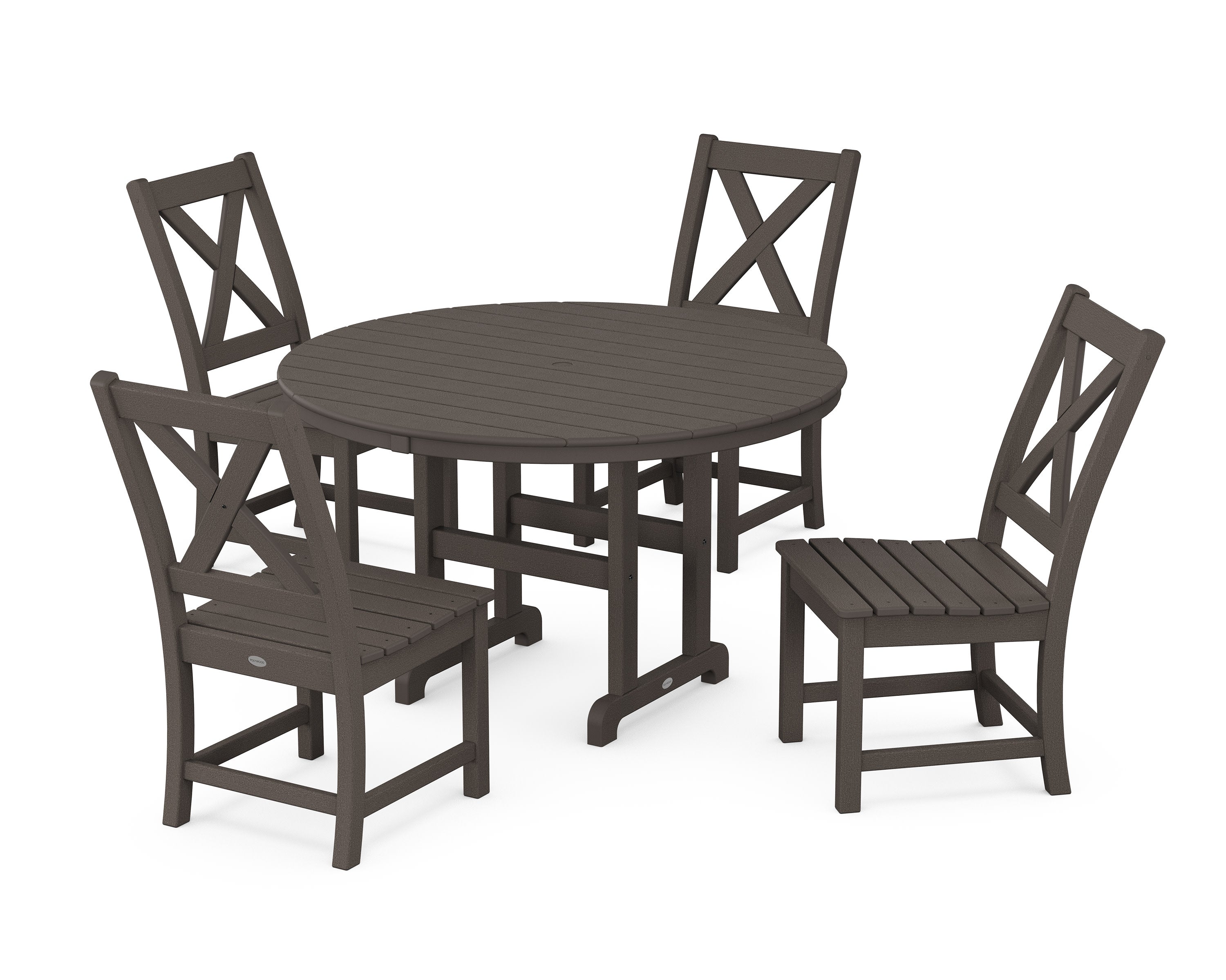 Braxton Side Chair 5-Piece Round Dining Set in Vintage Coffee