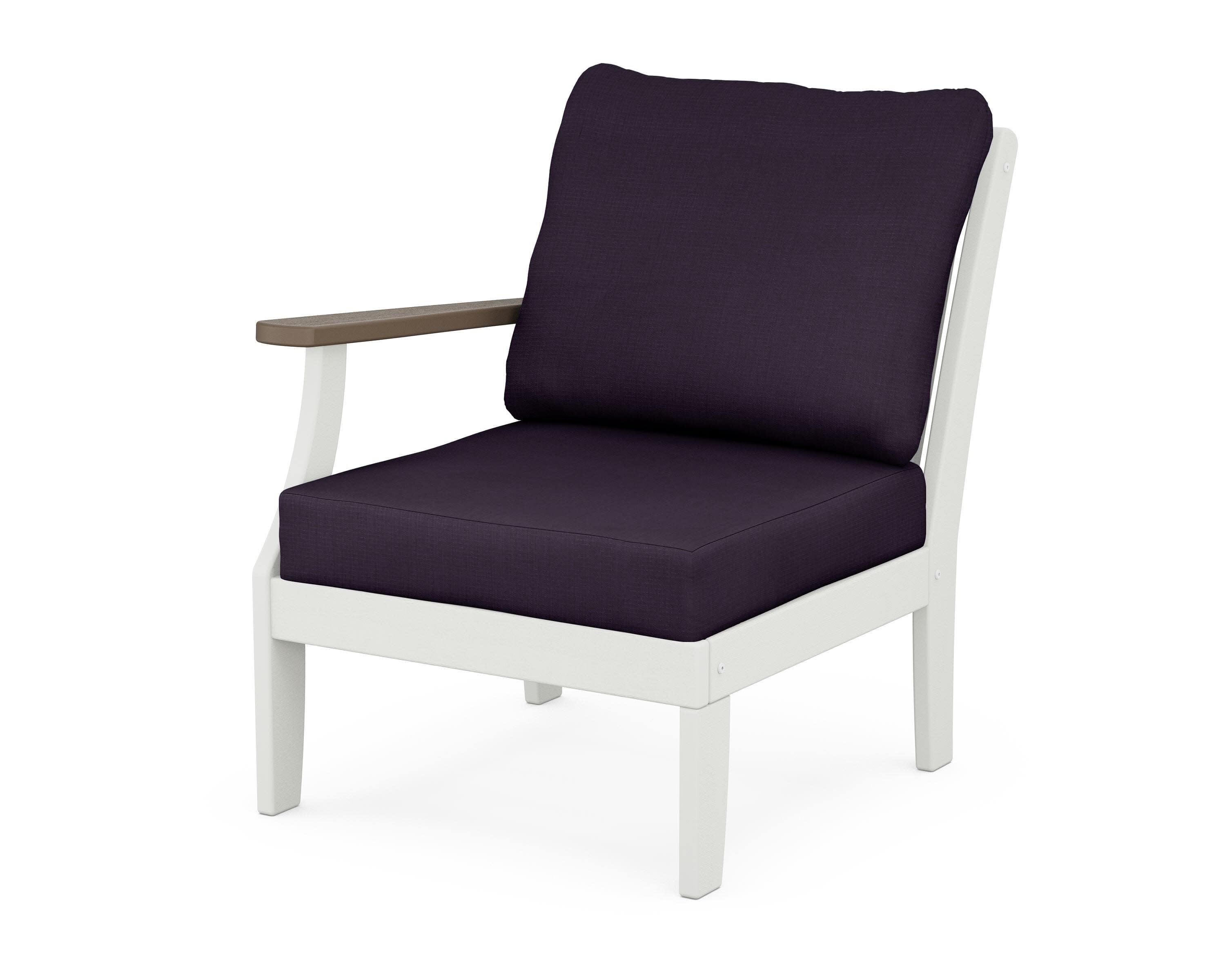 Braxton Modular Left Arm Chair in White / Kona / Navy Linen