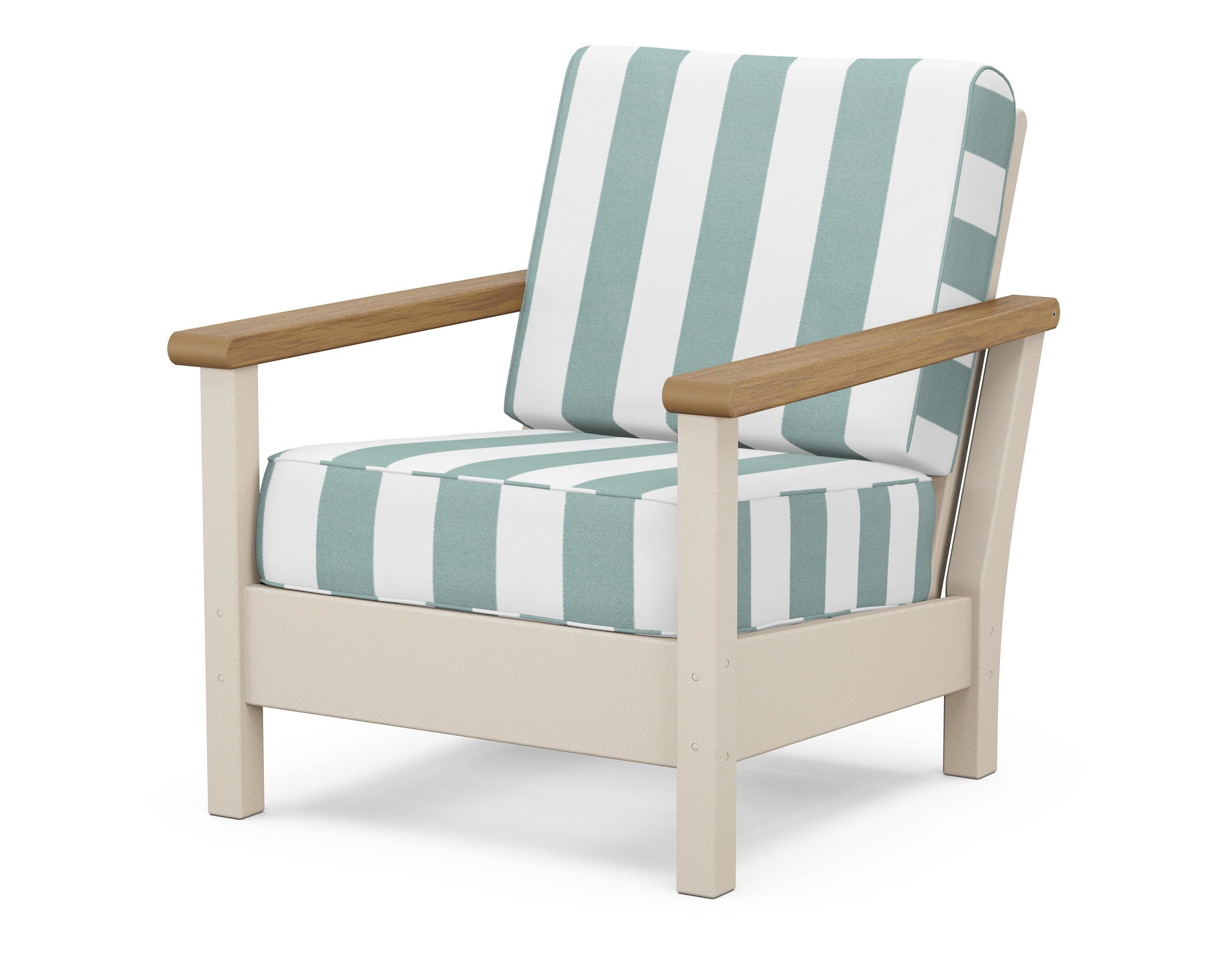 Harbour Deep Seating Chair in Sand / Natural / Cabana Stripe Glacier Spa