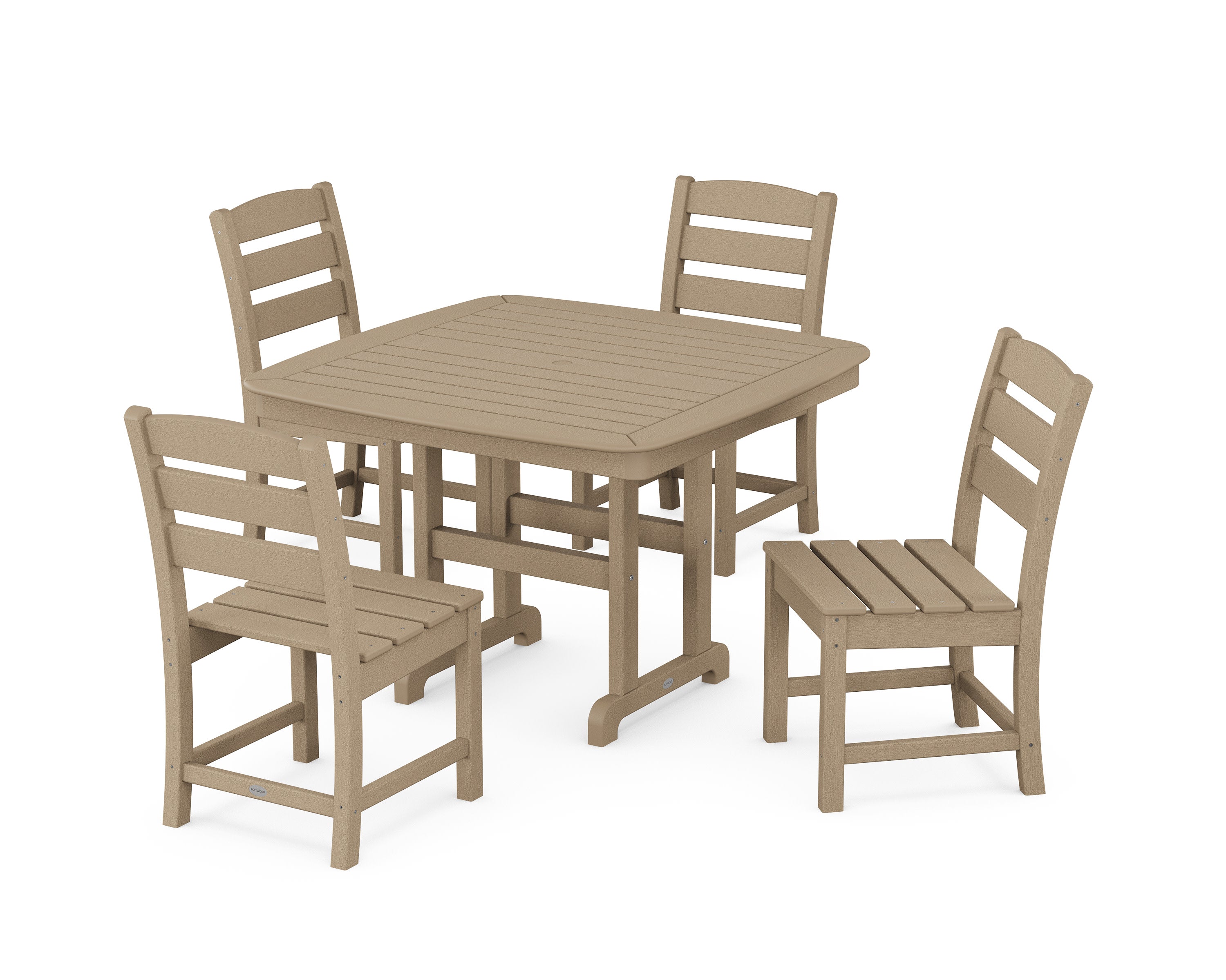 Lakeside Side Chair 5-Piece Dining Set with Trestle Legs in Vintage Sahara