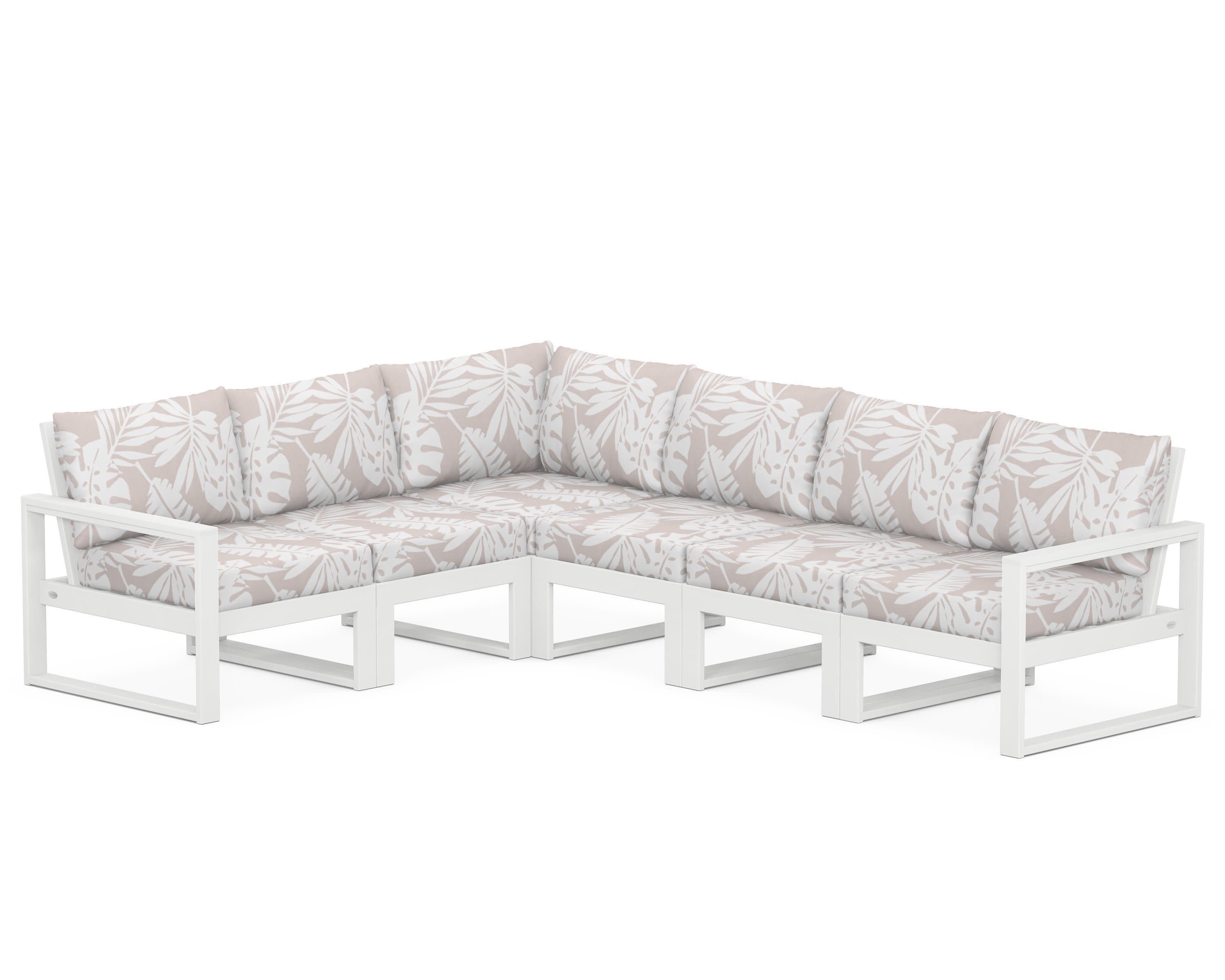 EDGE 6-Piece Modular Deep Seating Set in White / Leaf Dune Burlap