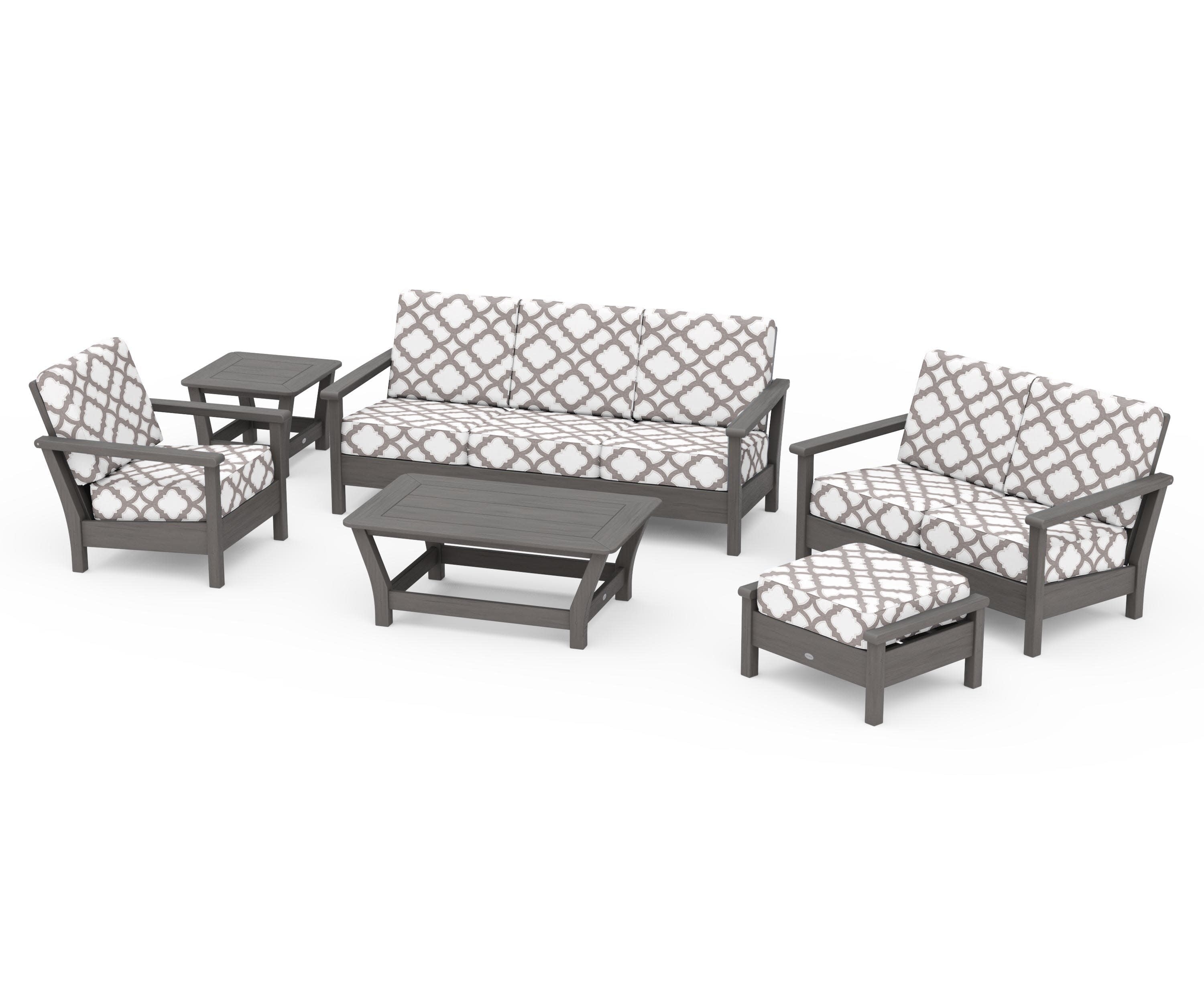 Harbour 6-Piece Outdoor Living Set in Driftwood / Trellis Grey Mist