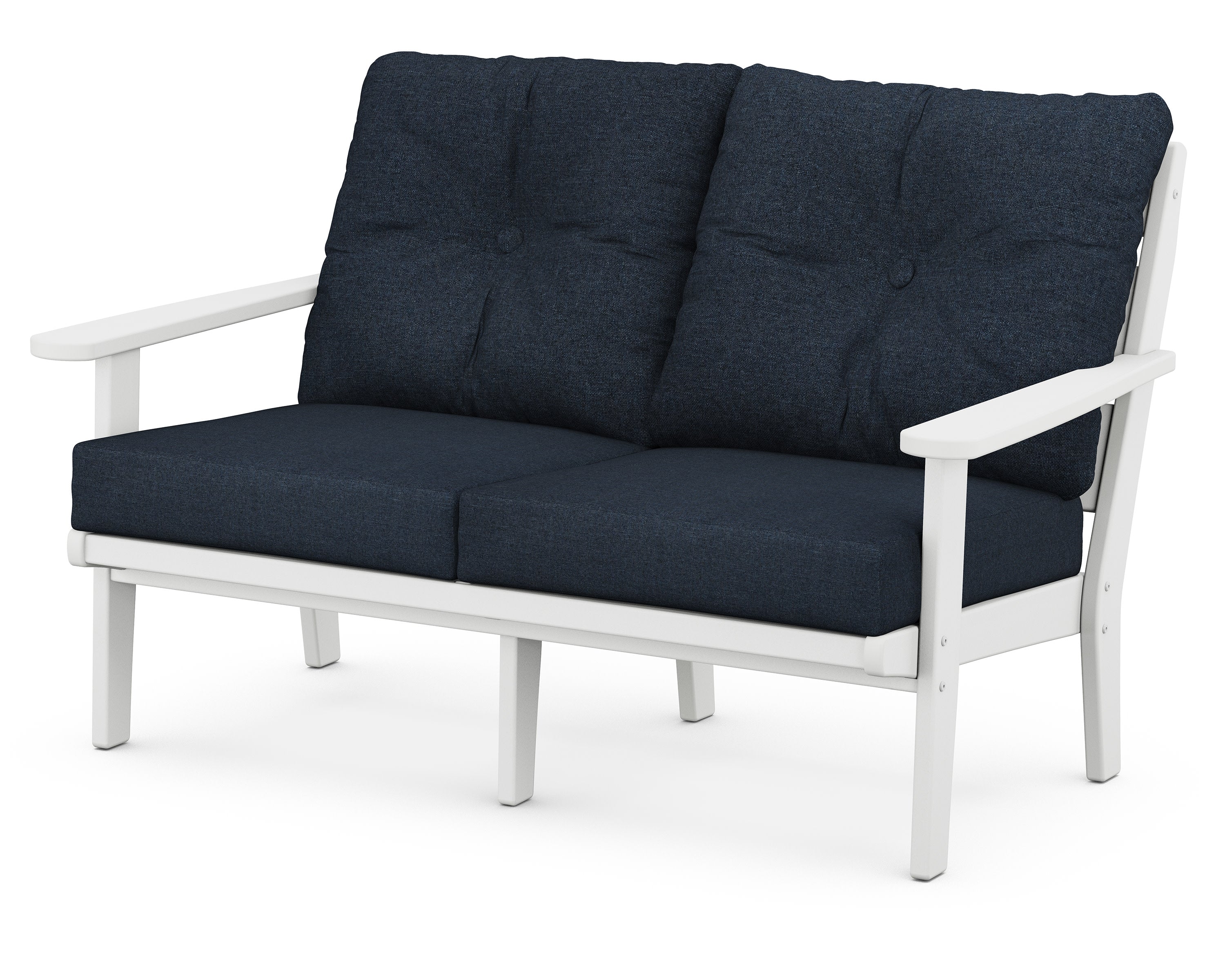 Lakeside Deep Seating Loveseat in White / Marine Indigo