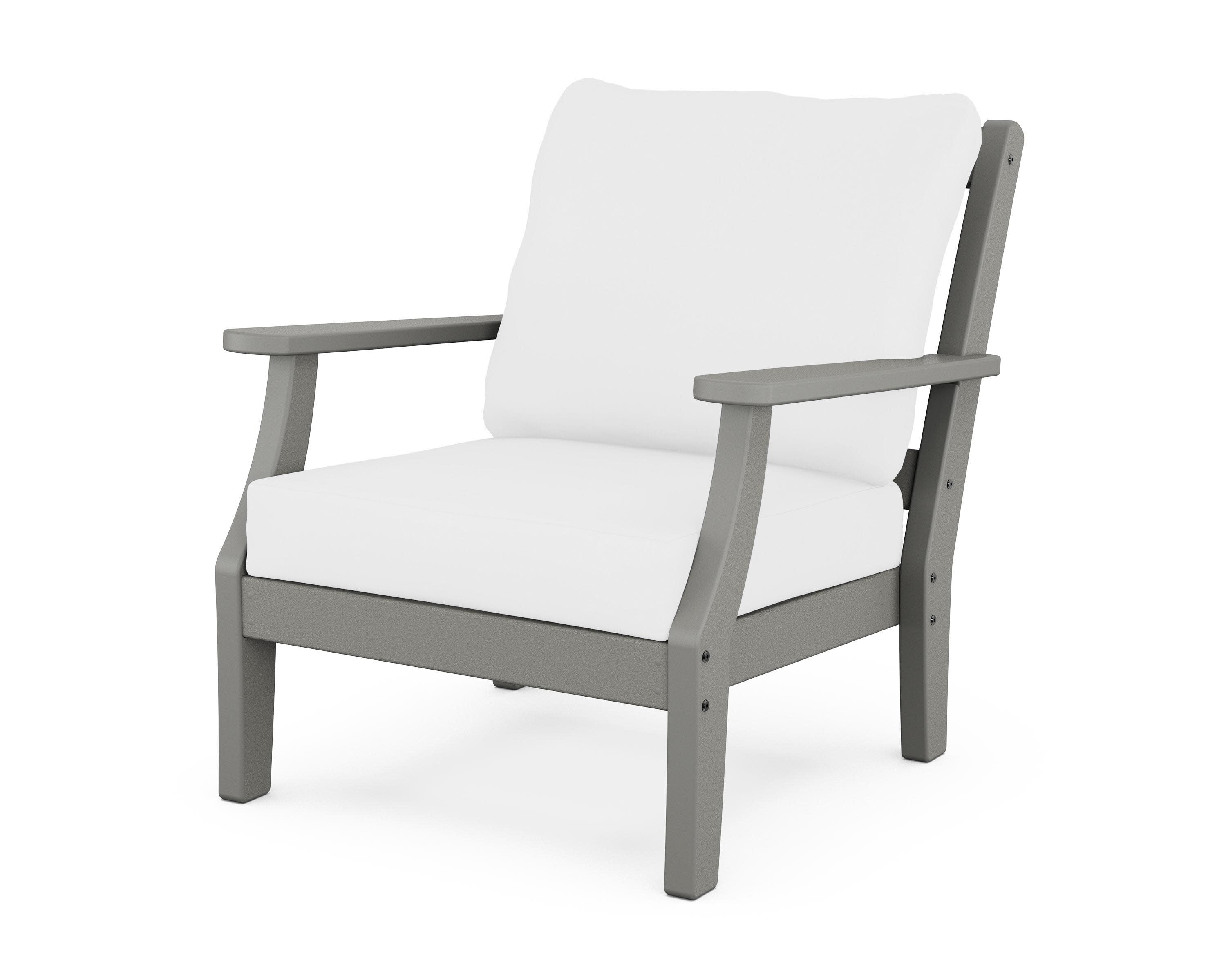 Chinoiserie Deep Seating Chair in Slate Grey / Natural