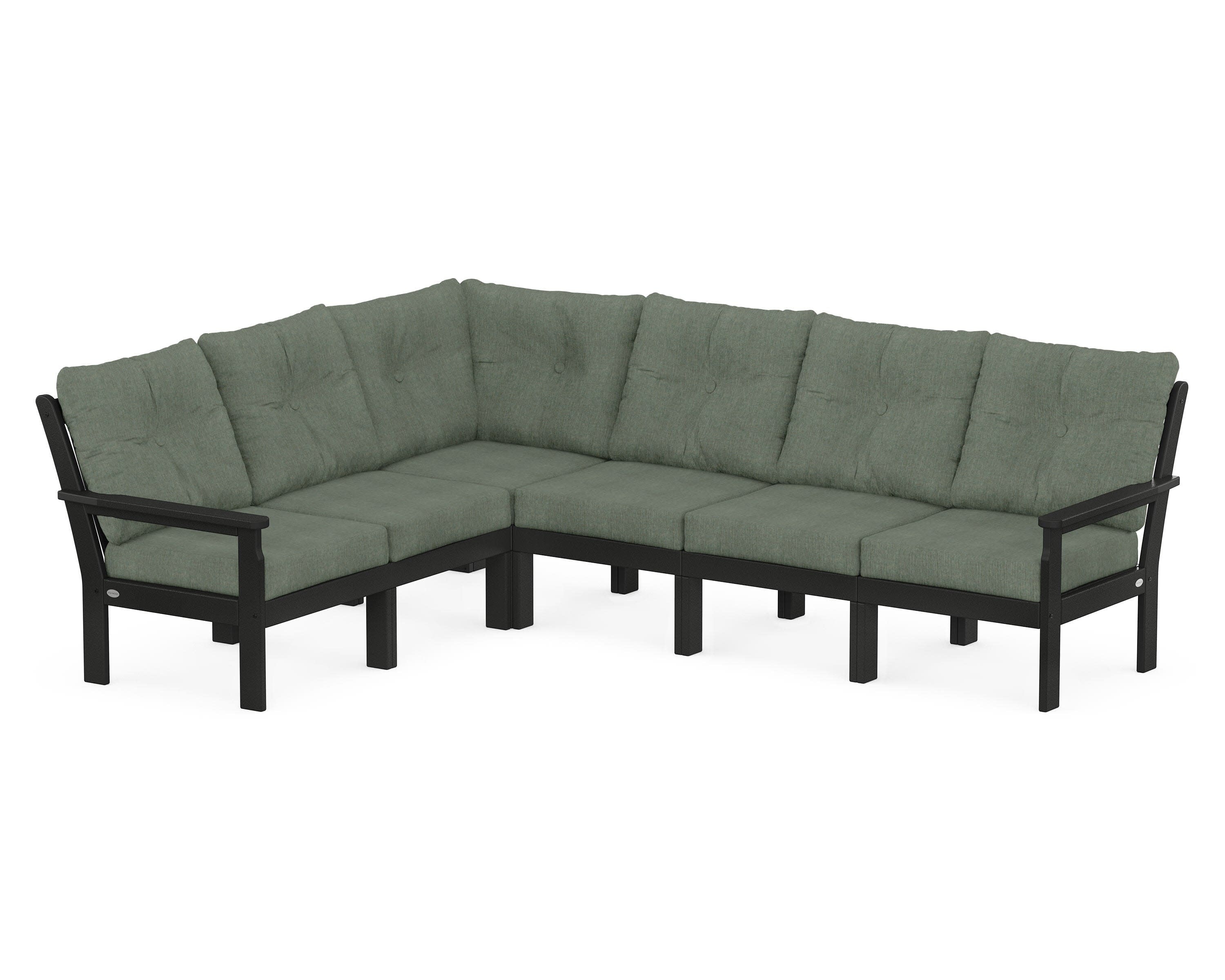Vineyard 6-Piece Sectional in Black / Cast Sage