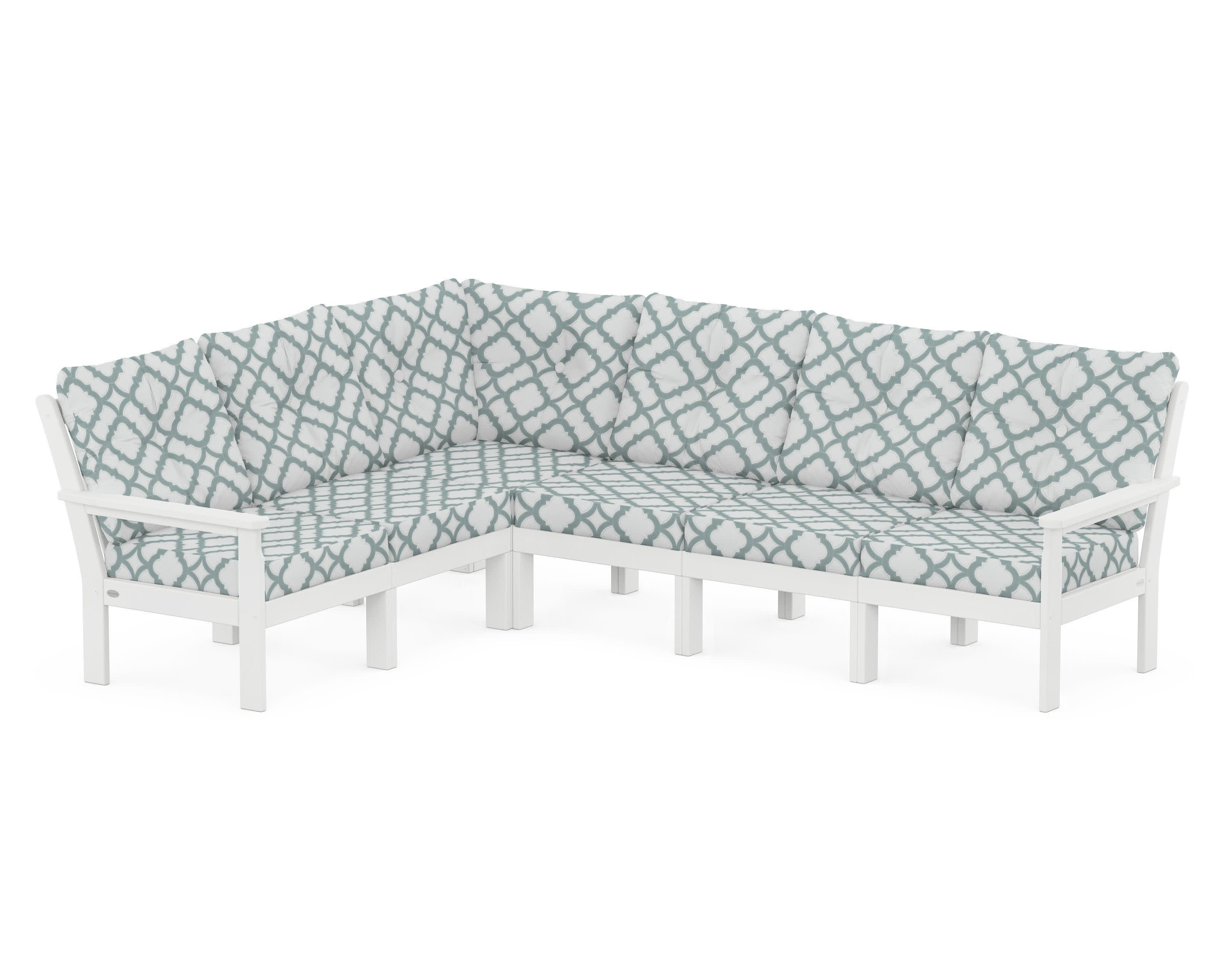 Vineyard 6-Piece Sectional in White / Trellis Glacier Spa