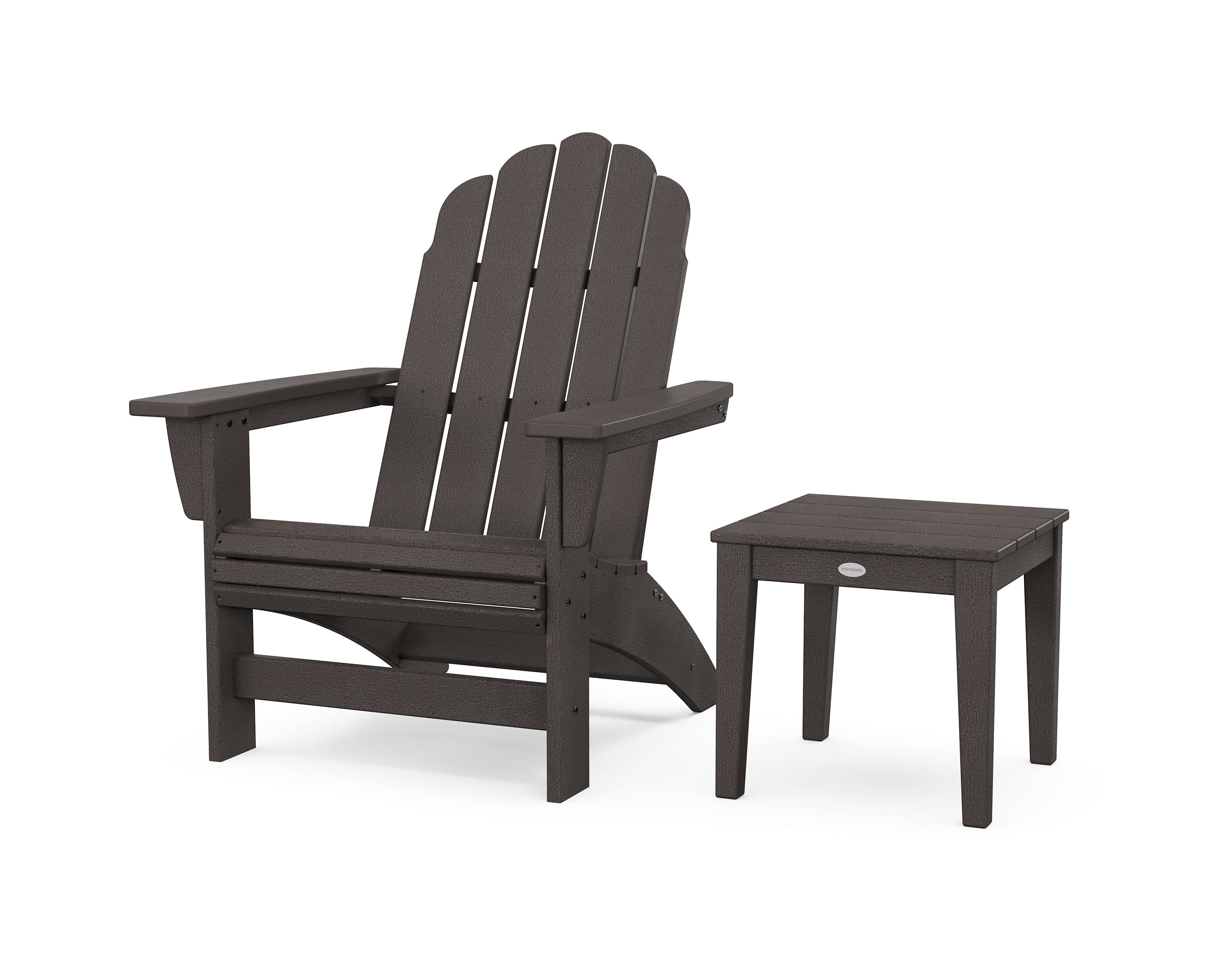 Vineyard Grand Adirondack Chair with Side Table in Vintage Coffee