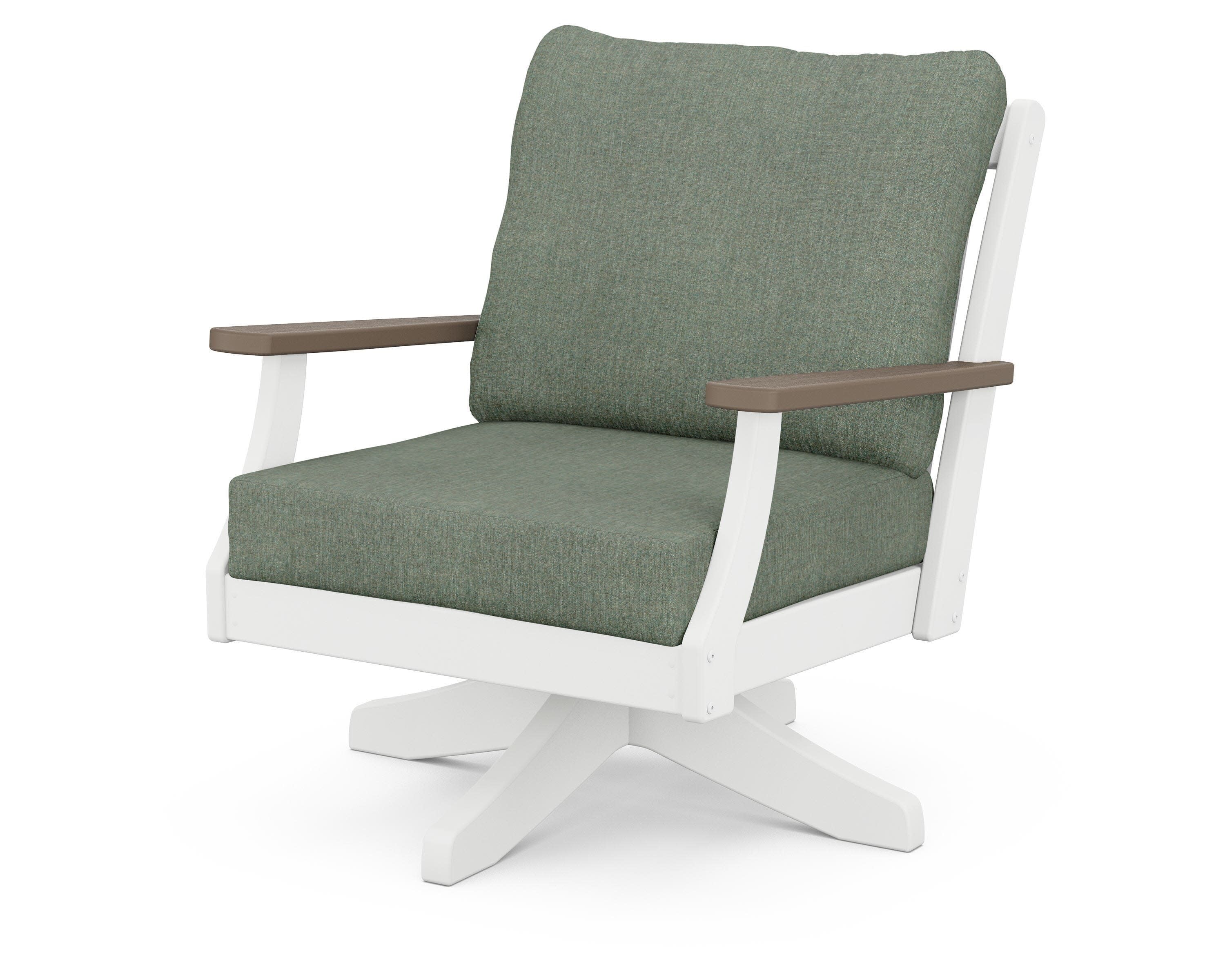 Braxton Deep Seating Swivel Chair in White / Kona / Cast Sage