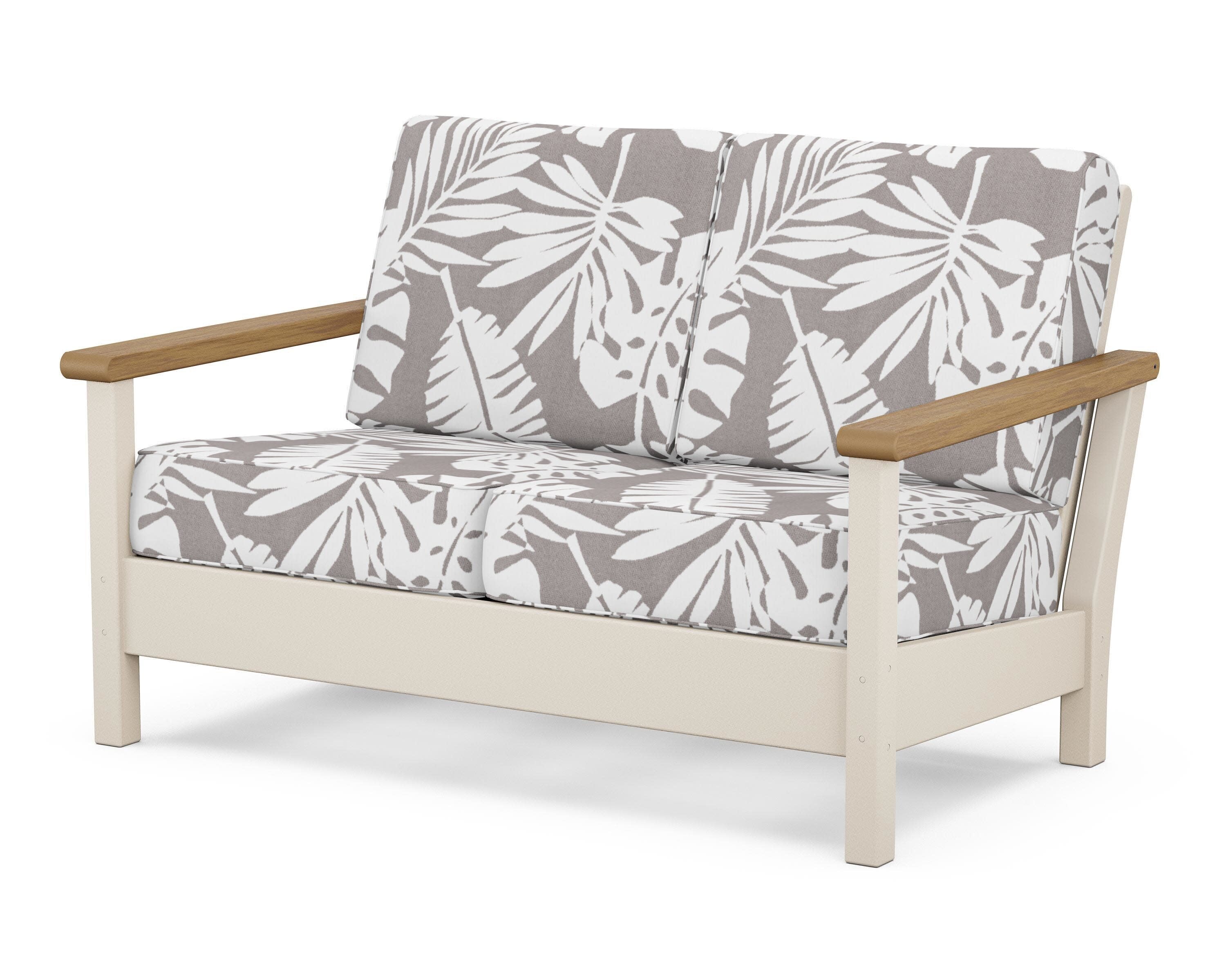 Harbour Deep Seating Loveseat in Sand / Natural / Leaf Grey Mist