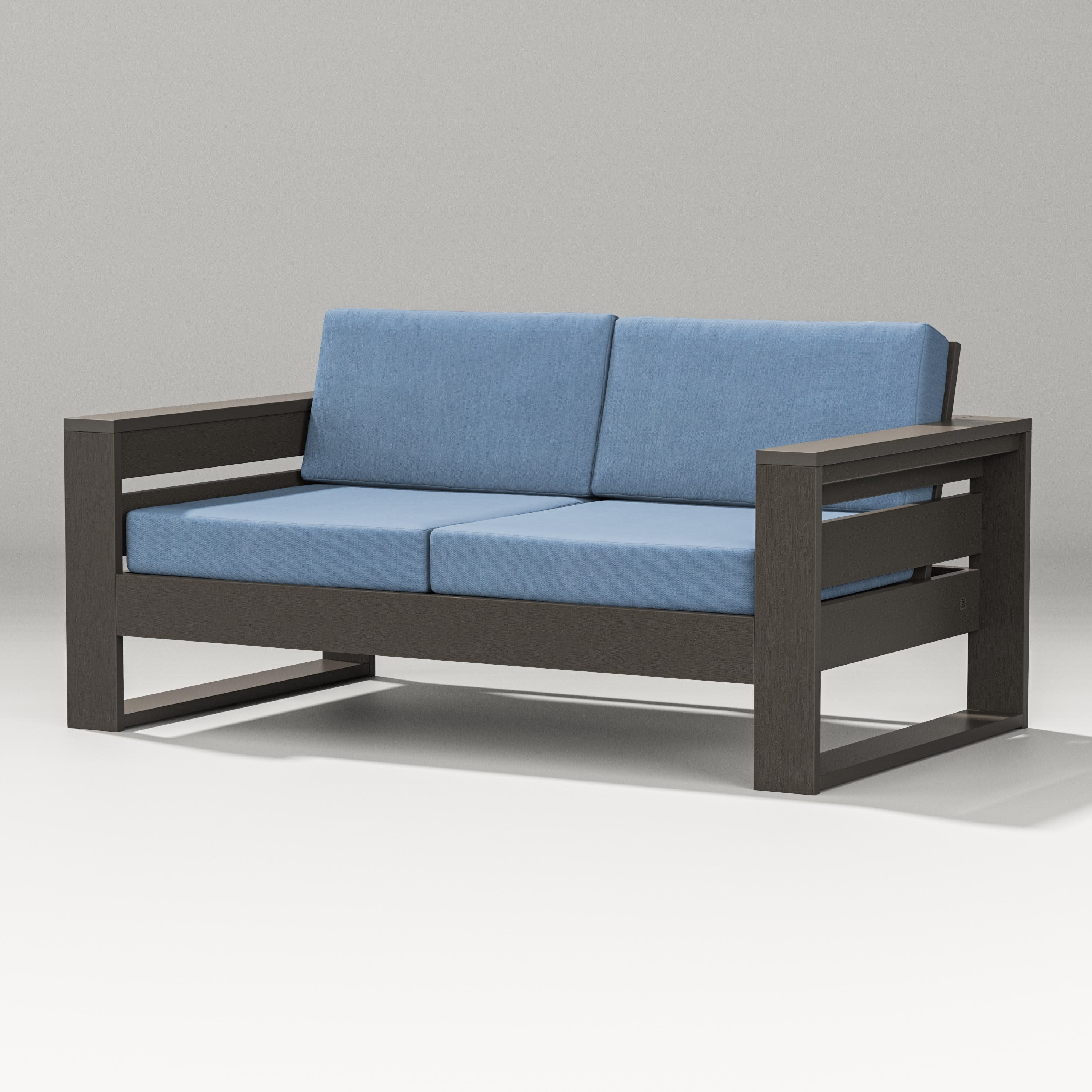 Latitude Loveseat in Vintage Coffee / Sky Blue