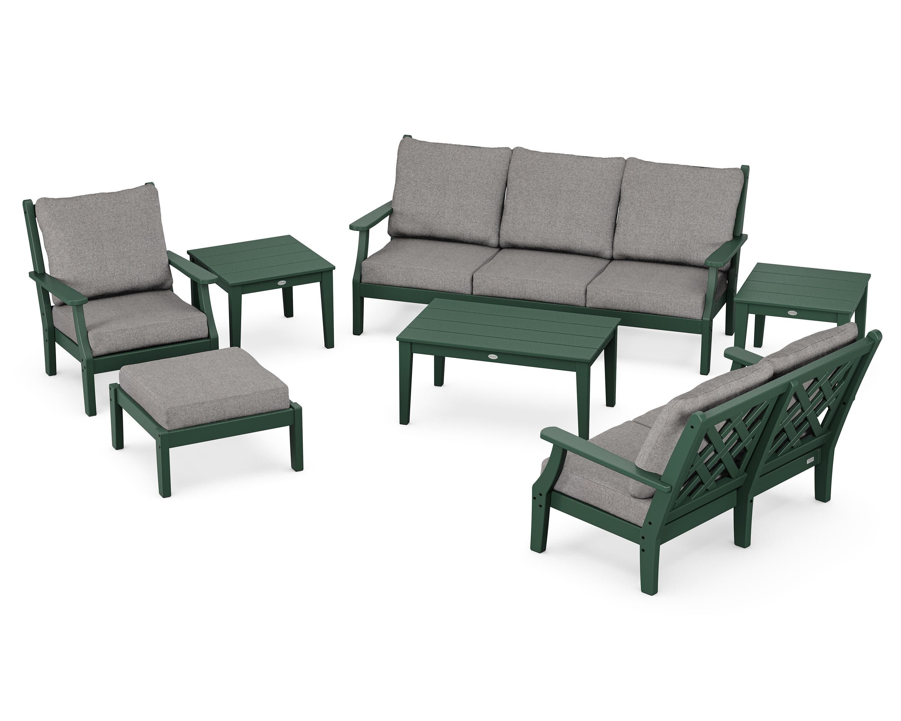 Wovendale 7-Piece Deep Seating Set in Green / Grey Mist