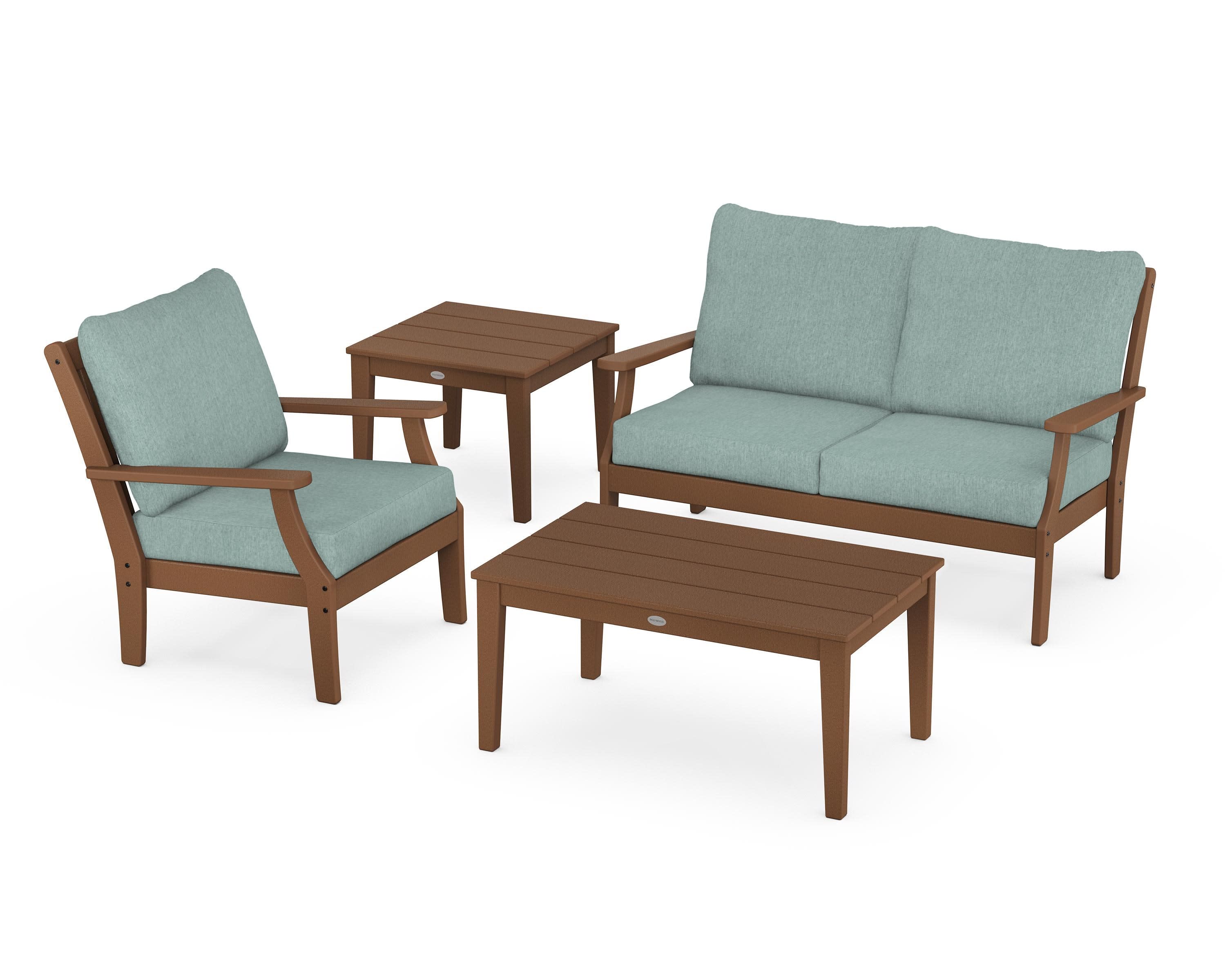 Braxton 4-Piece Deep Seating Set in Teak / Glacier Spa