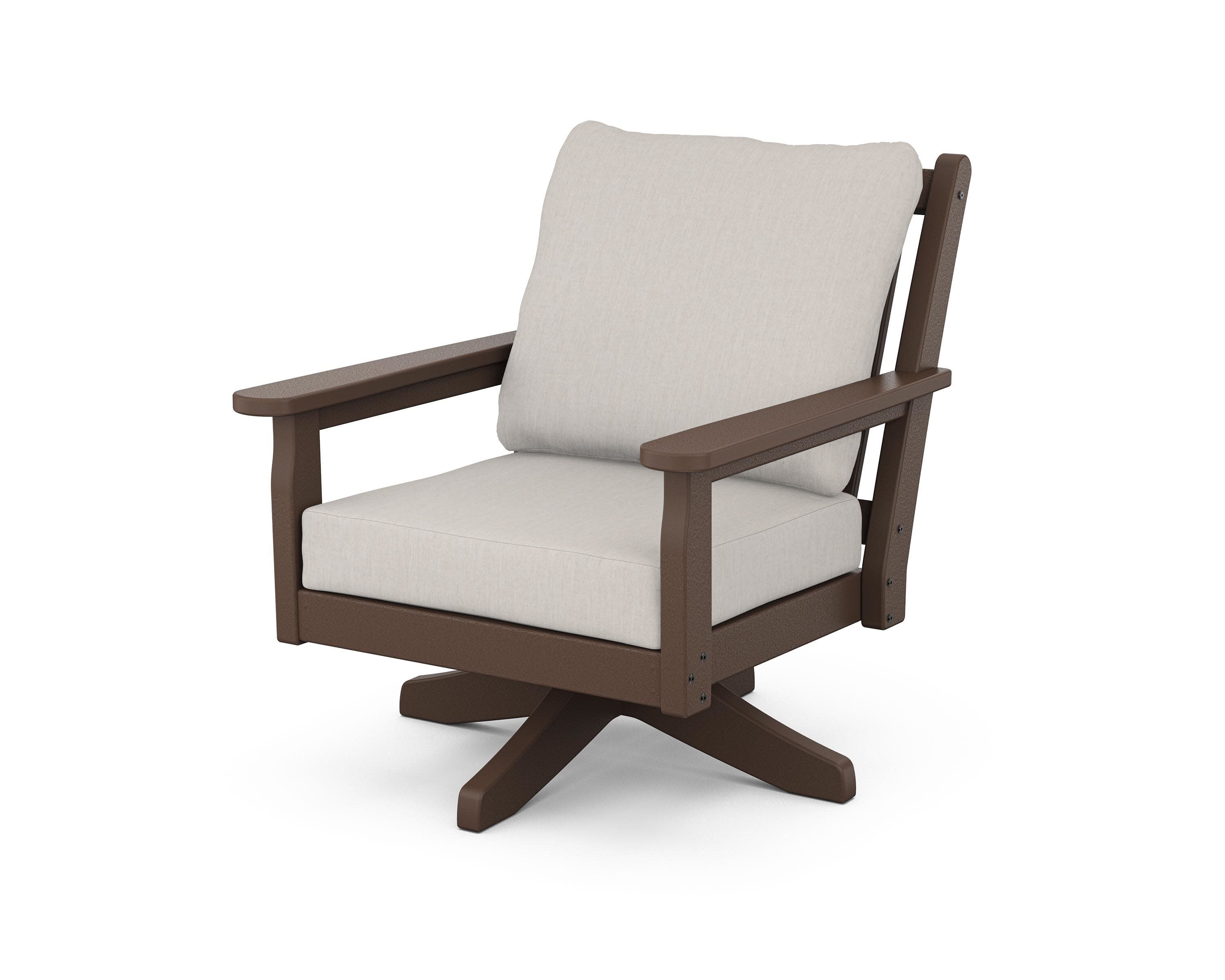 Chippendale Deep Seating Swivel Chair in Mahogany / Cast Ash