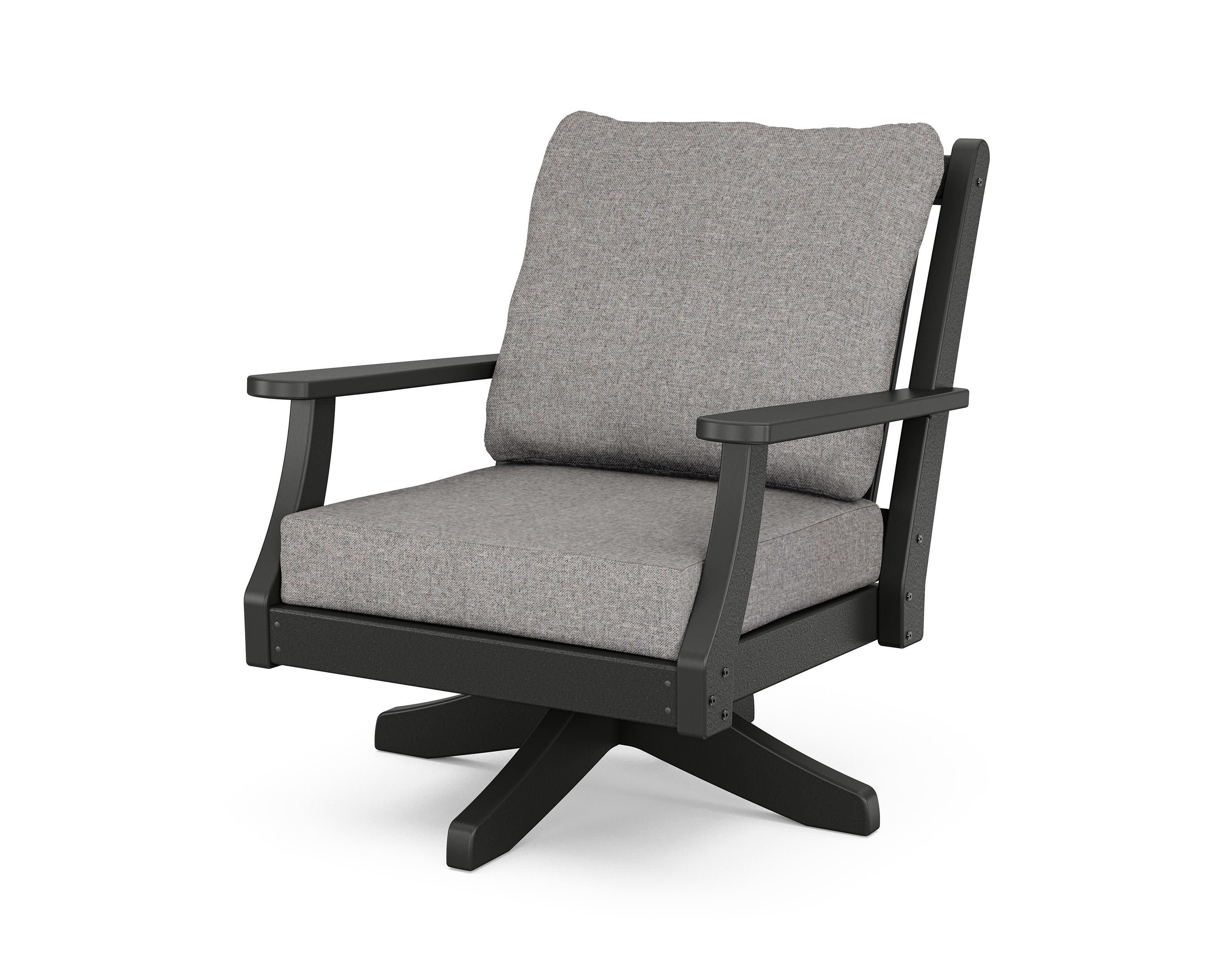 Wovendale Deep Seating Swivel Chair in Black / Grey Mist