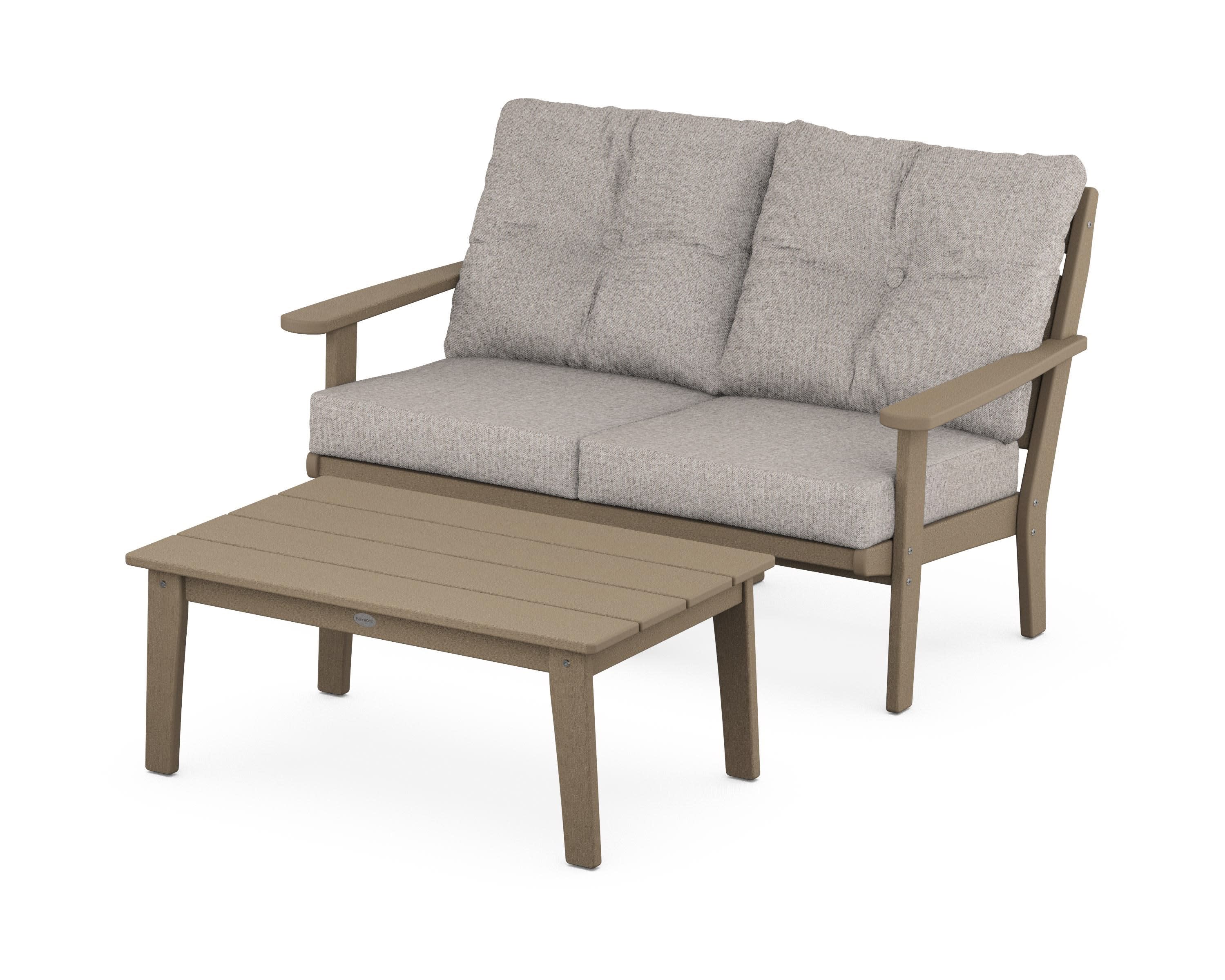 Lakeside 2-Piece Lounge Loveseat Set in Vintage Sahara / Weathered Tweed