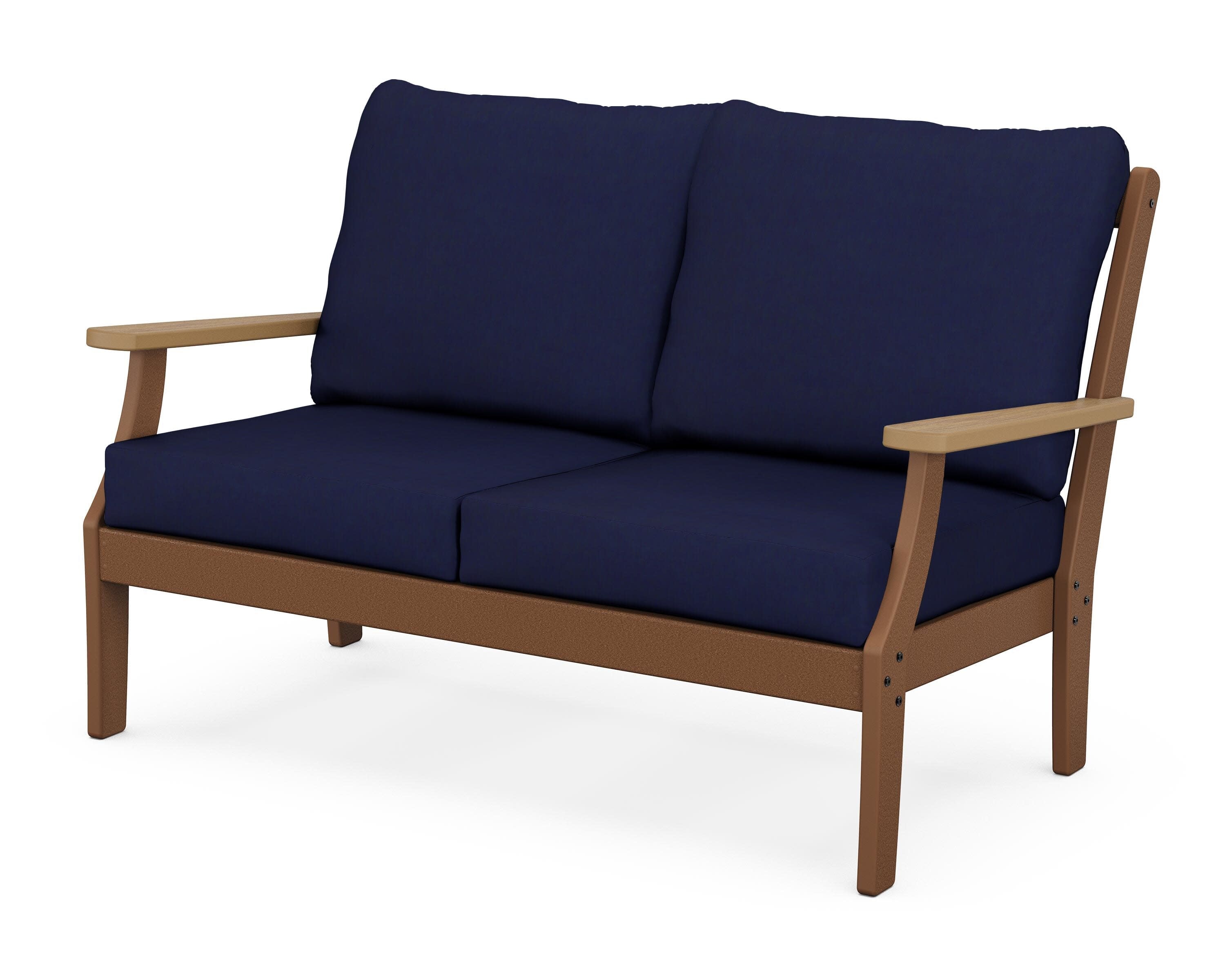Braxton Deep Seating Loveseat in Teak / Natural / Navy