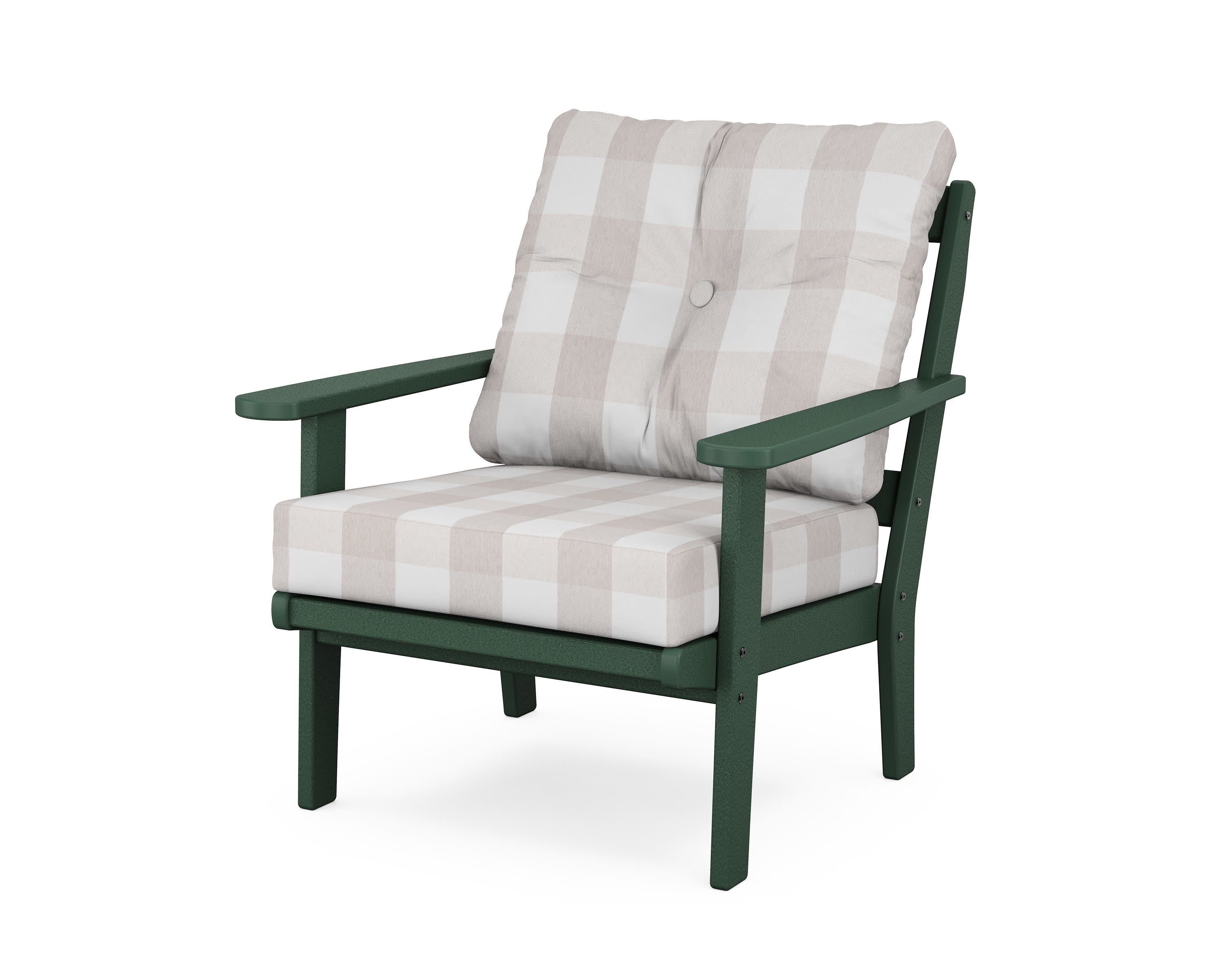Mission Deep Seating Chair in Green / Buffalo Plaid Dune Burlap
