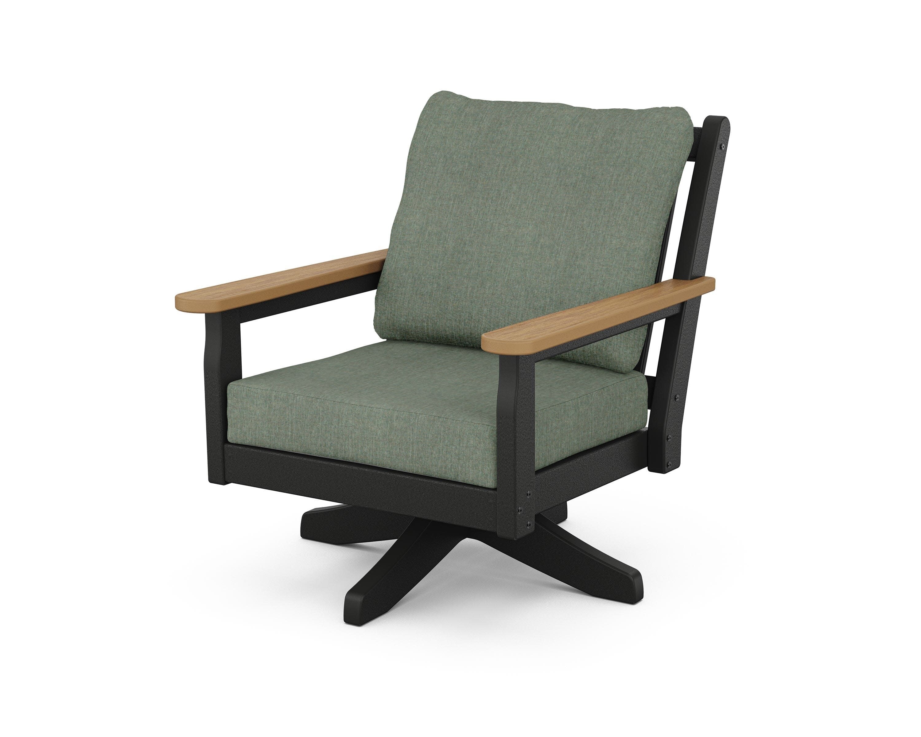 Chippendale Deep Seating Swivel Chair in Black / Natural / Cast Sage